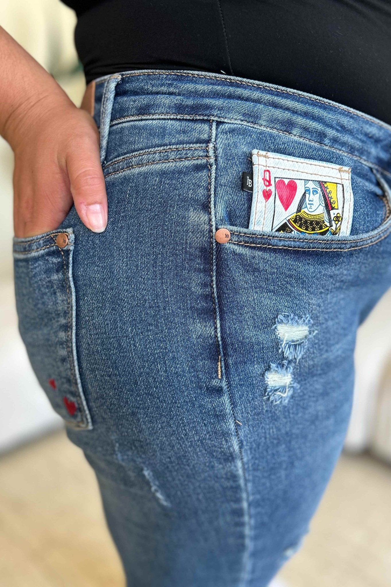 Judy Blue Full Size Queen Of Hearts Coin Pocket BF Jeans - SmorgeousByGina