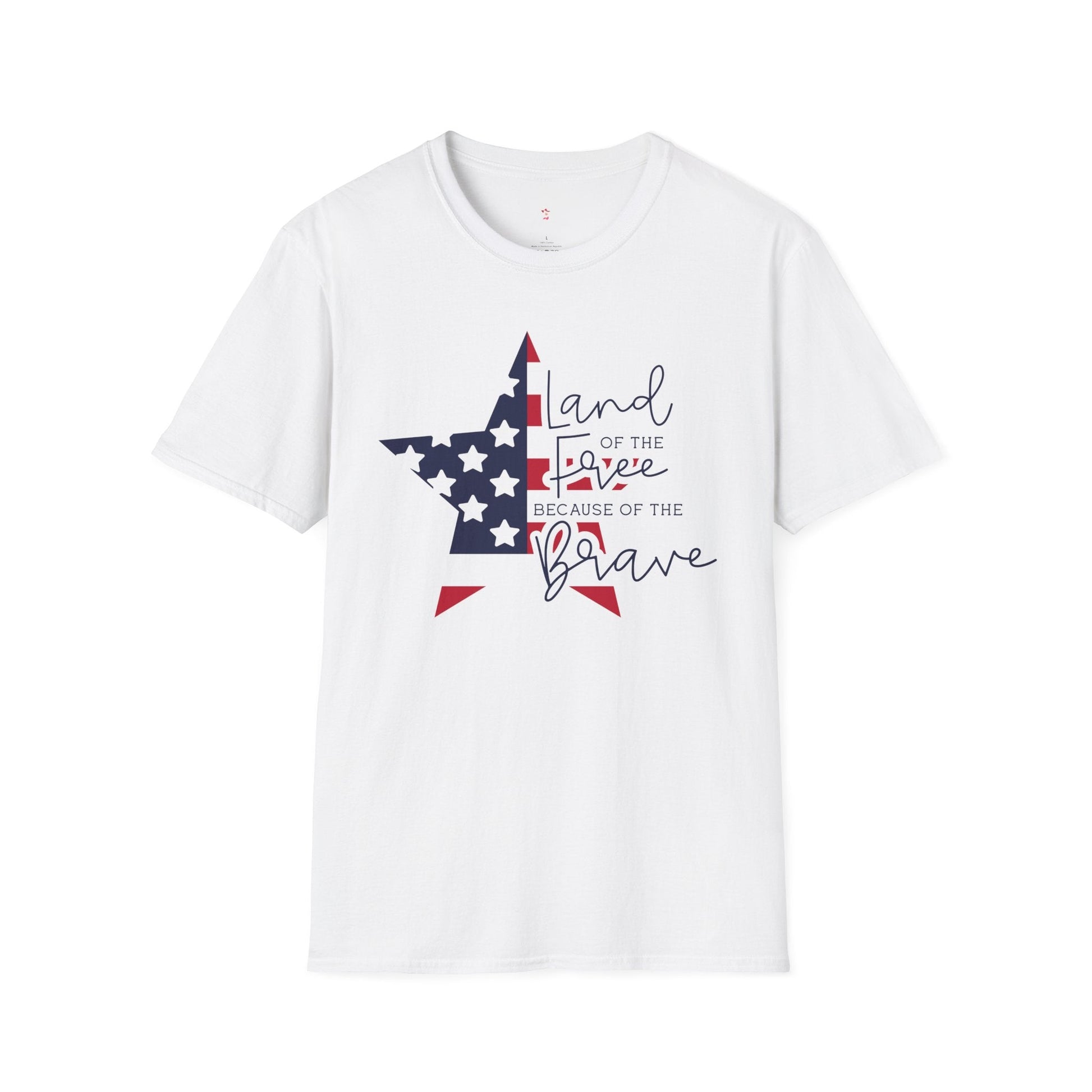 Land of the Free, Because of the Brave, 4th of July, Softstyle T-Shirt - SmorgeousByGina