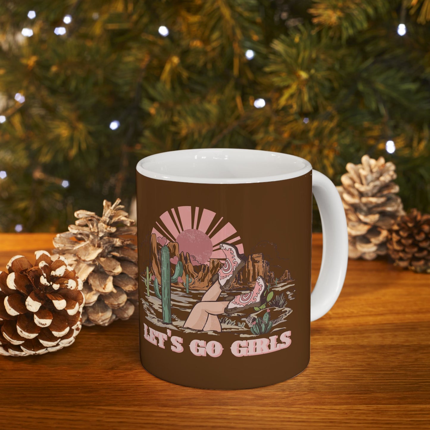 Let's Go Girls, Cowgirl Mug, Cowgirl Boho, Western Mug, Cowgirl Coffee Cup, Ceramic Mug, 11oz - SmorgeousByGina
