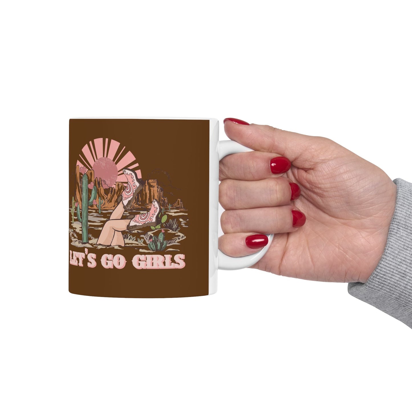 Let's Go Girls, Cowgirl Mug, Cowgirl Boho, Western Mug, Cowgirl Coffee Cup, Ceramic Mug, 11oz - SmorgeousByGina