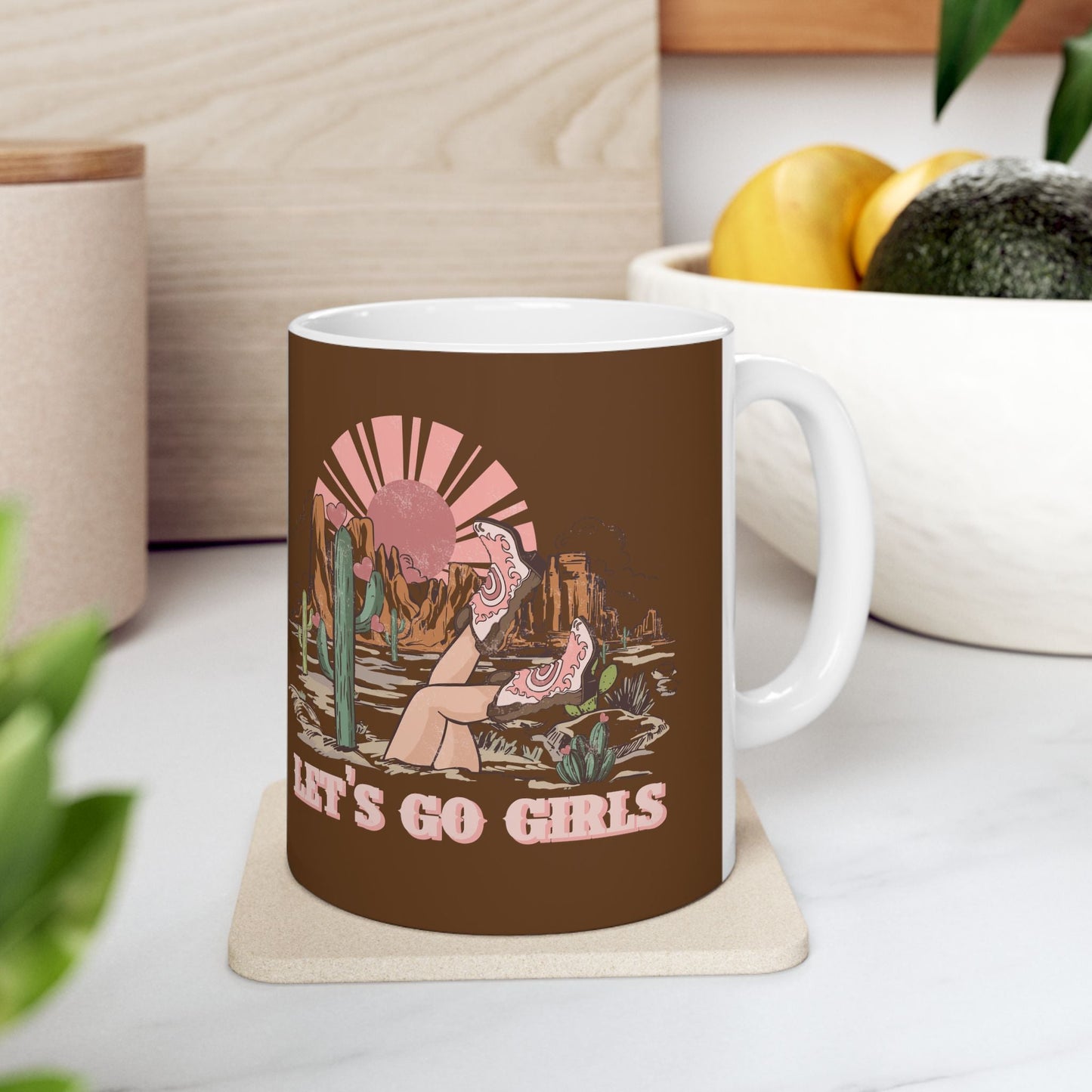 Let's Go Girls, Cowgirl Mug, Cowgirl Boho, Western Mug, Cowgirl Coffee Cup, Ceramic Mug, 11oz - SmorgeousByGina