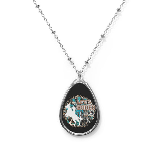 Let's Rodeo Necklace, Rodeo, Cowgirl, Pendant, Oval Necklace - SmorgeousByGina