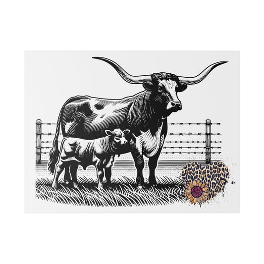 Longhorn Sunflower Matte Canvas, Stretched, 0.75" - SmorgeousByGina