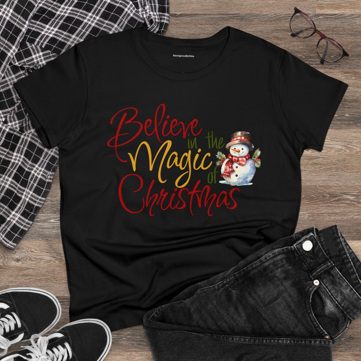 Magic of Christmas Women's Midweight Cotton Tee - SmorgeousByGina