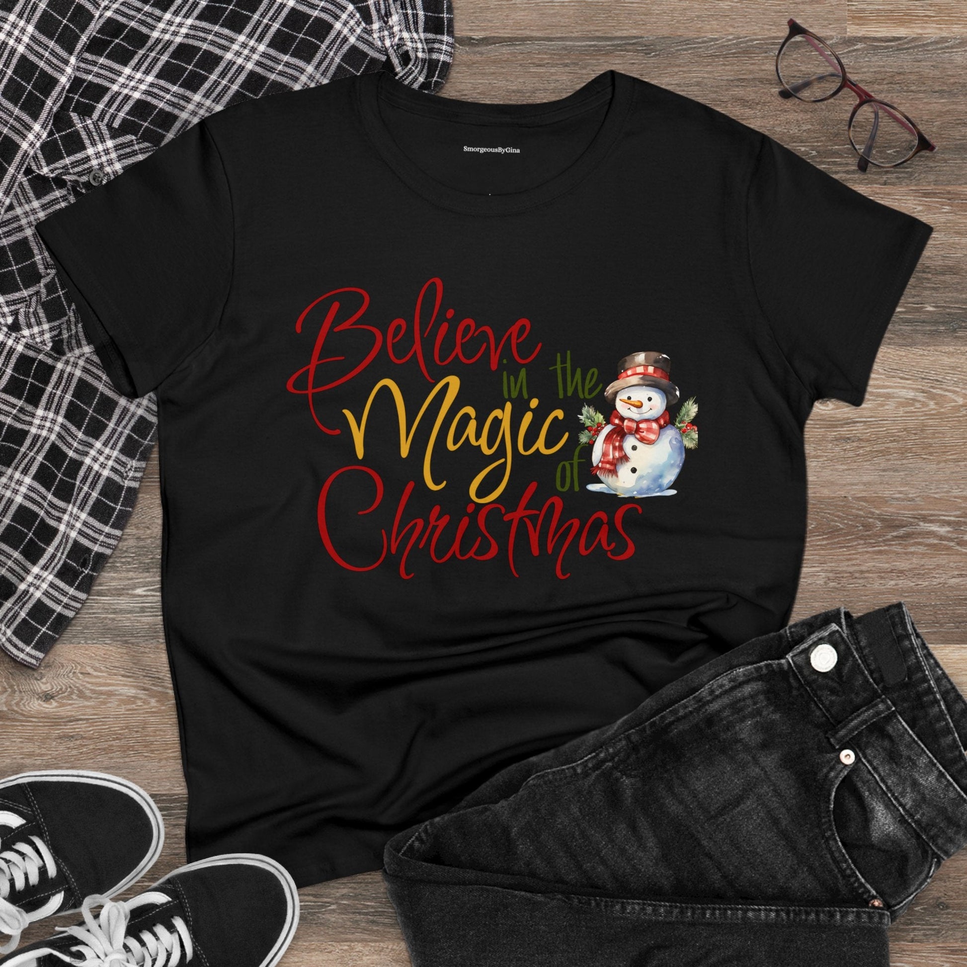 Magic of Christmas Women's Midweight Cotton Tee - SmorgeousByGina