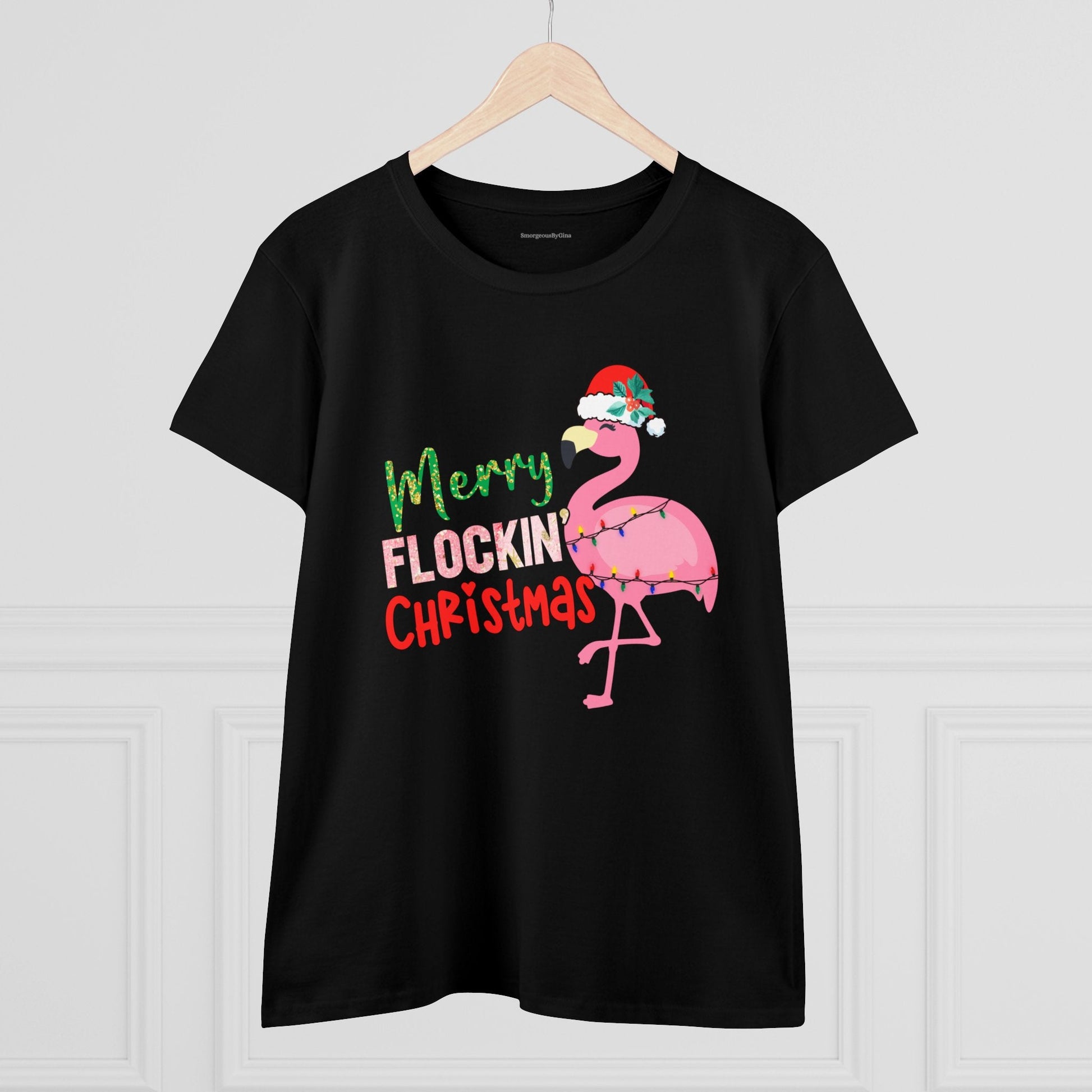 Merry Flockin Christmas Women's Midweight Cotton Tee - SmorgeousByGina