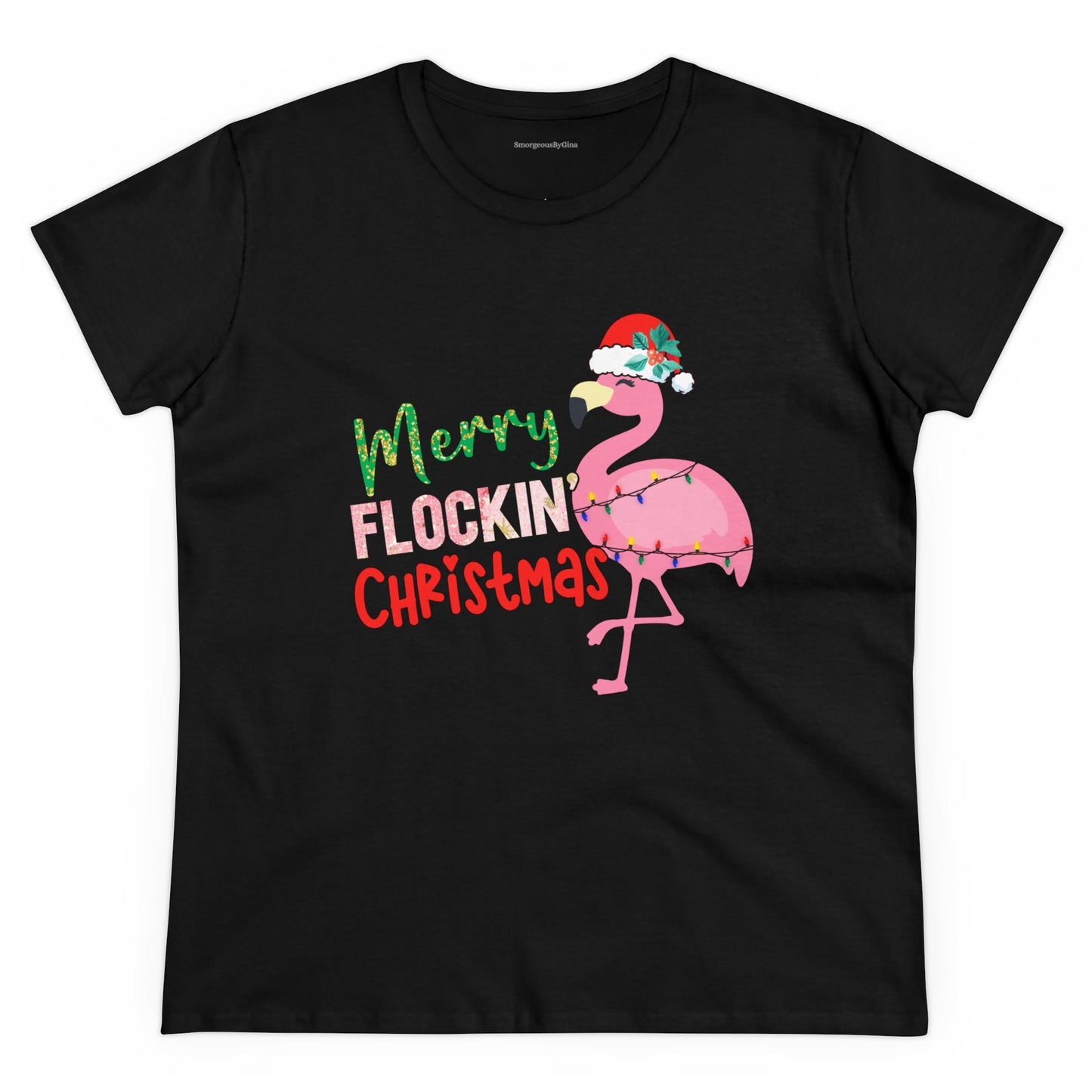 Merry Flockin Christmas Women's Midweight Cotton Tee - SmorgeousByGina