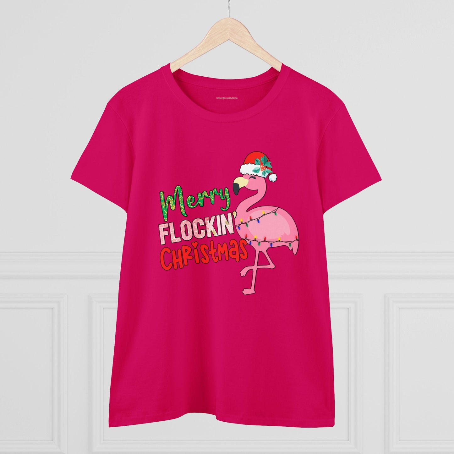 Merry Flockin Christmas Women's Midweight Cotton Tee - SmorgeousByGina