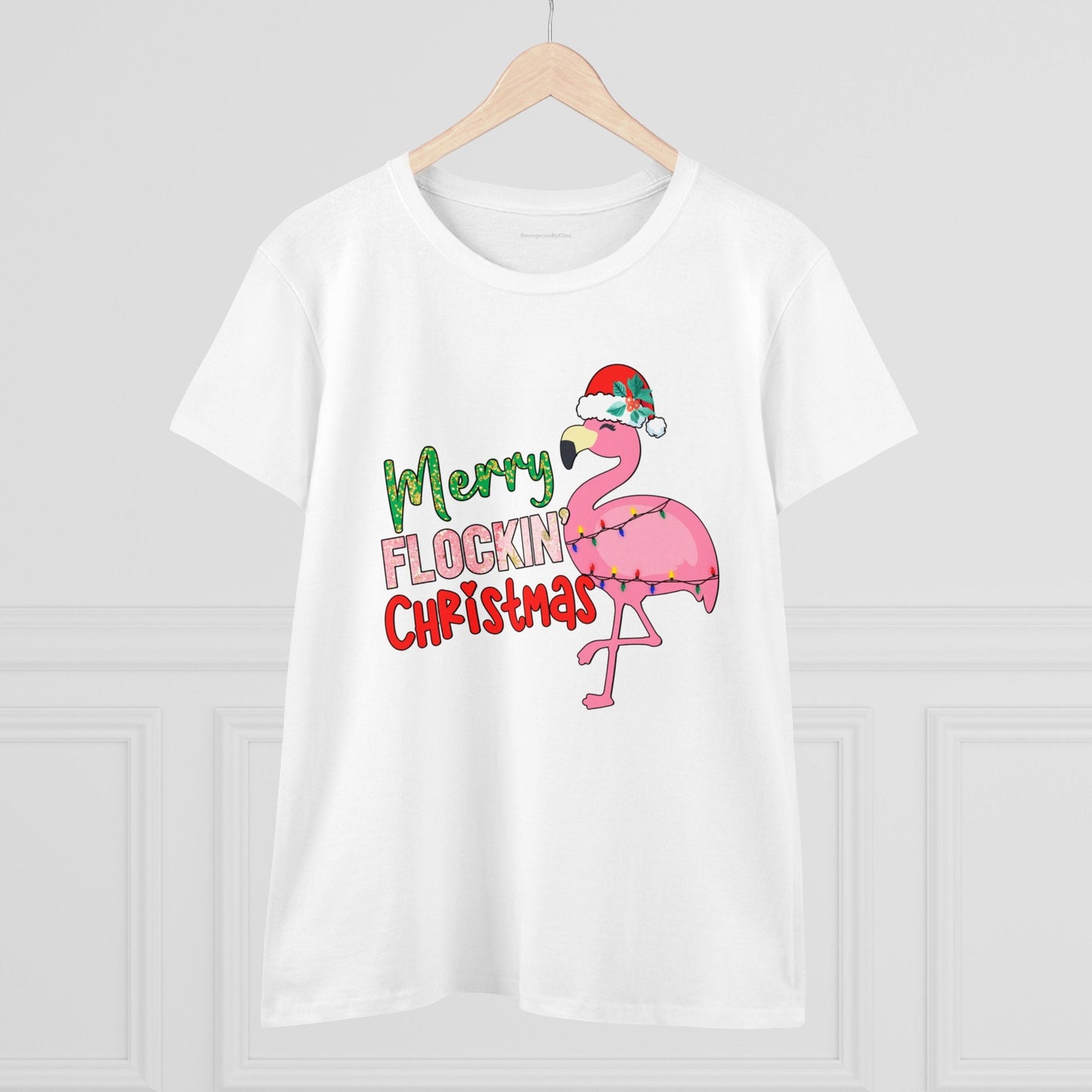 Merry Flockin Christmas Women's Midweight Cotton Tee - SmorgeousByGina