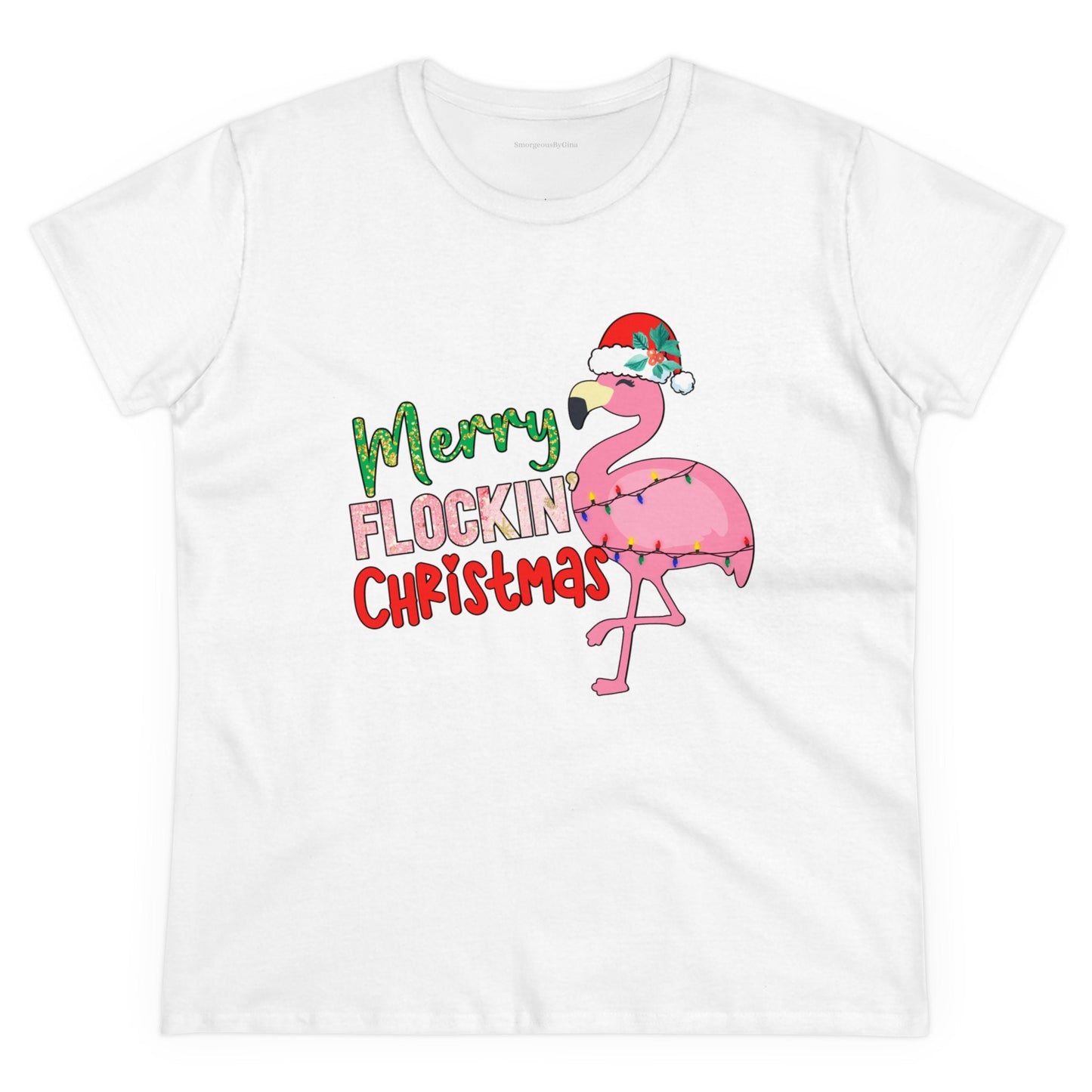 Merry Flockin Christmas Women's Midweight Cotton Tee - SmorgeousByGina