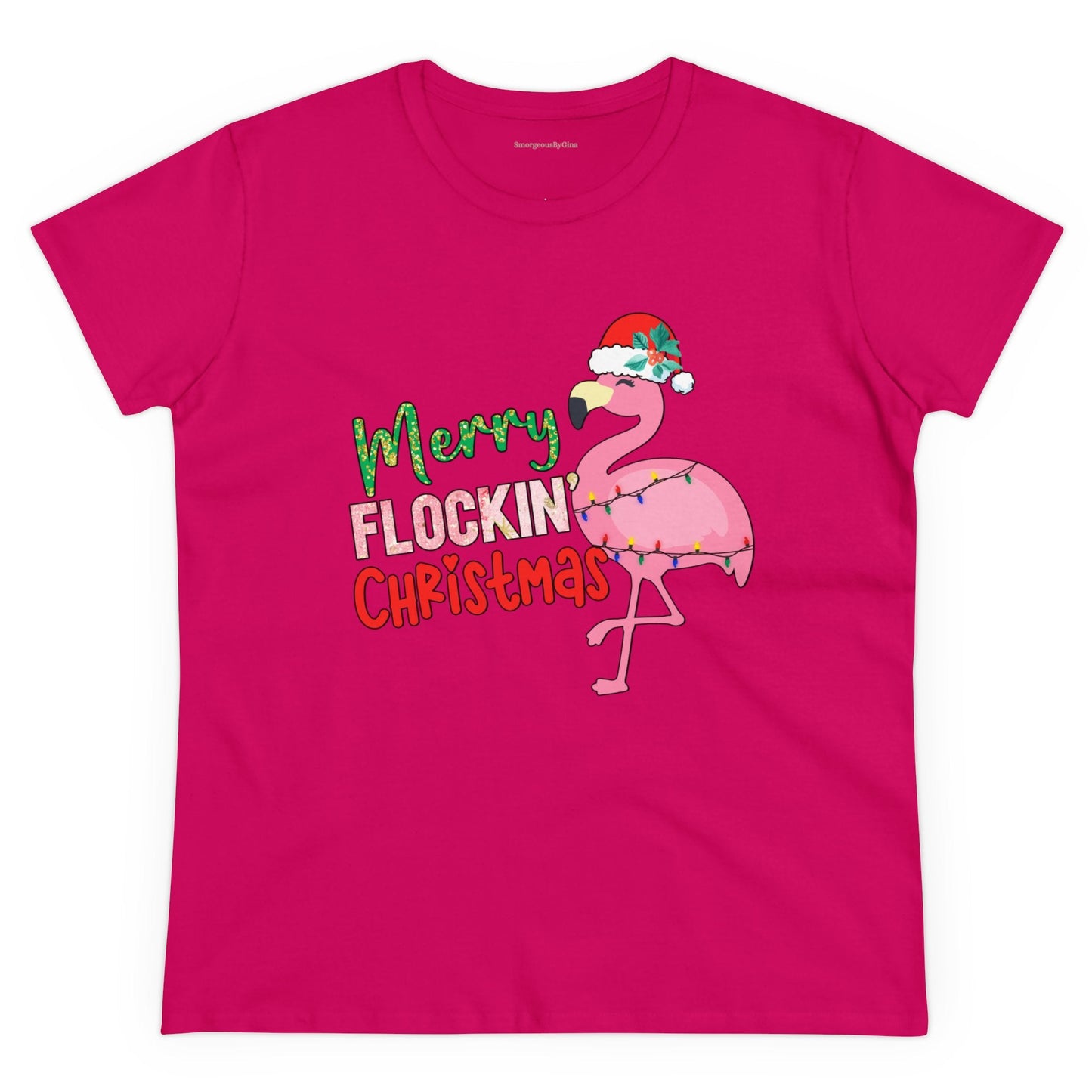 Merry Flockin Christmas Women's Midweight Cotton Tee - SmorgeousByGina