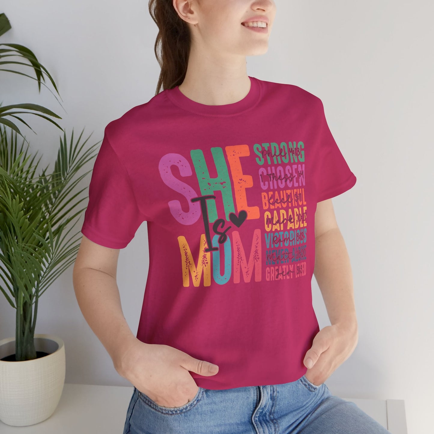 Mom Tee, She Is Mom, Mothers Day, Mom Shirt, Love Mom, Jersey Short Sleeve Tee - SmorgeousByGina