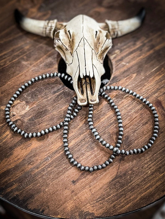 Navajo Style Pearl Stackable Stretch Bracelet- Natural