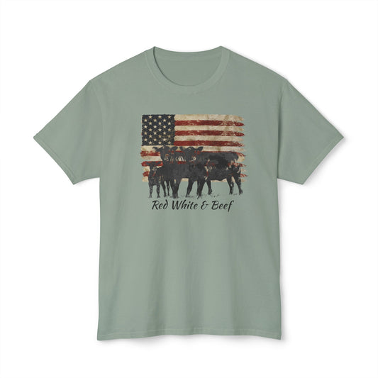 Red White & Beef Tee, Beef Tee, Eat Beef, Flag Tee, HD Cotton™ T-shirt - SmorgeousByGina