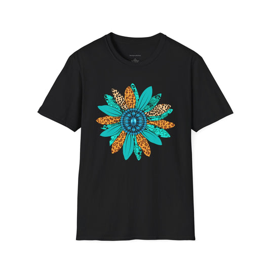 Rodeo, Rodeo Flower, Turquoise Flower, Cowgirl Tee, Cowgirl Shirt, Softstyle T-Shirt - SmorgeousByGina