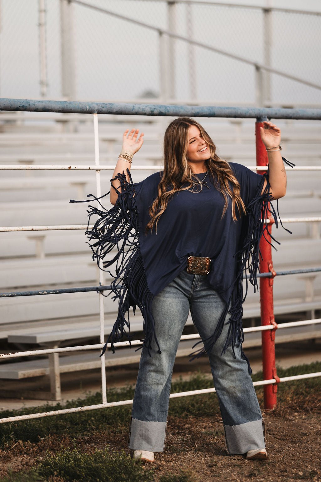 Showstopper Fringe Top - Denim - Small remains