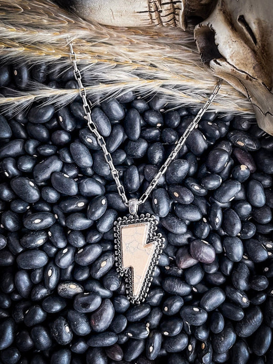 Striker White Lightning Bolt Fashion Necklace