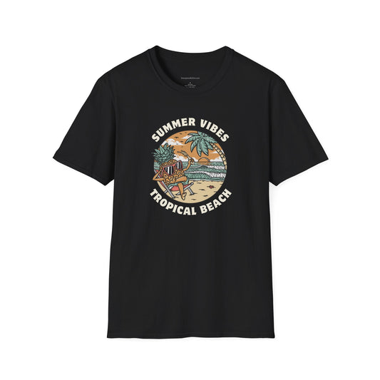 Summer Vibes, Tropical Beach, Unisex Softstyle T - Shirt - SmorgeousByGina