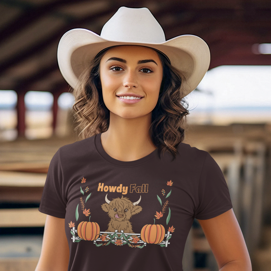 Howdy Fall Highland Cow Tee