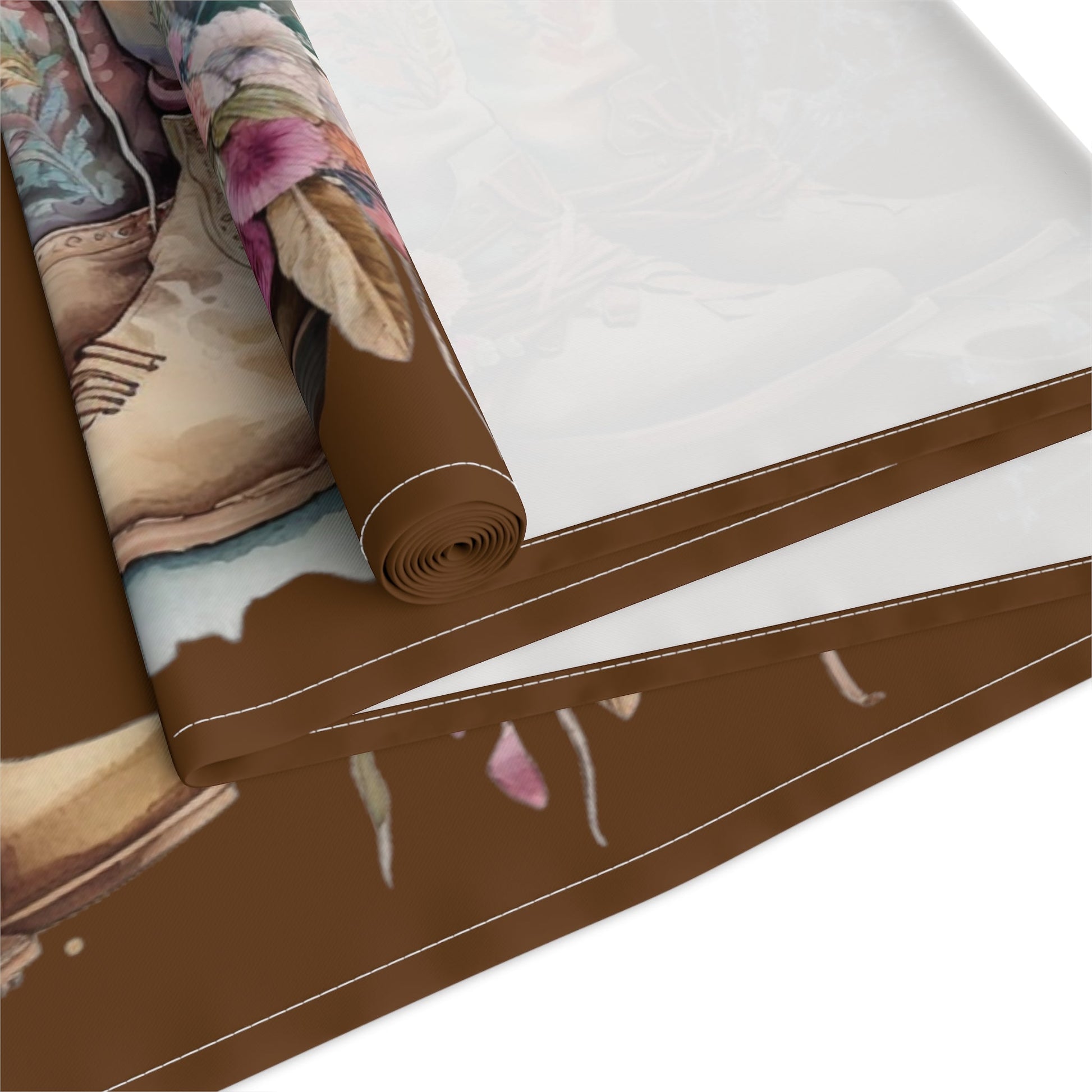 Table Runner, Boho Country Table Runner, Floral Boho Cowboy Boots, (Cotton, Poly) - SmorgeousByGina
