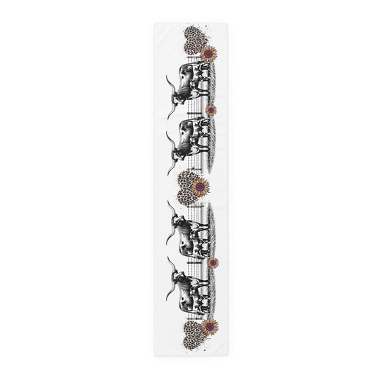 Table Runner, Longhorn Table Runner, Longhorn Cattle, Beef, Western Table, (Cotton, Poly) - SmorgeousByGina