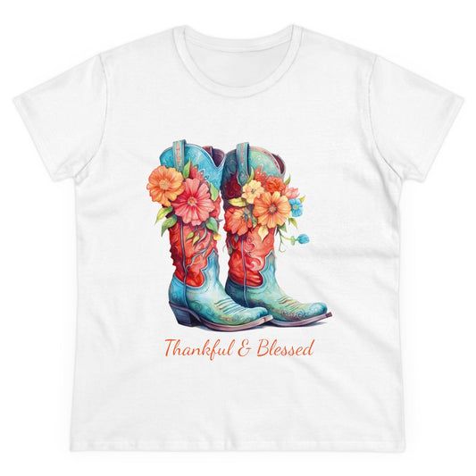 Thankful & Blessed Women's Midweight Cotton Tee - SmorgeousByGina