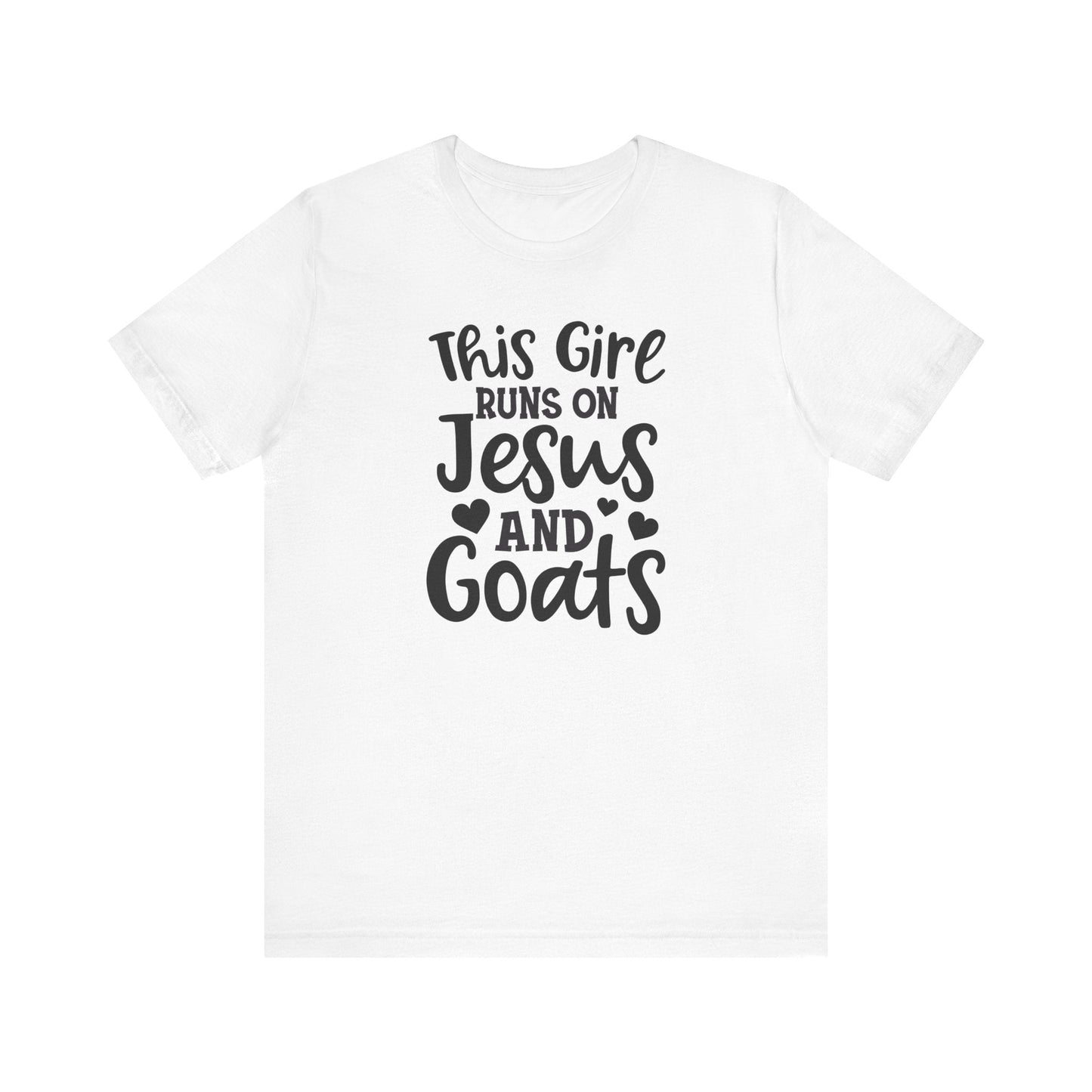 This Girl Runs on Jesus and Goats, Jesus and Goats Tee, Goat Shirt, Unisex, Jersey Short Sleeve Tee, Goat Tee - SmorgeousByGina