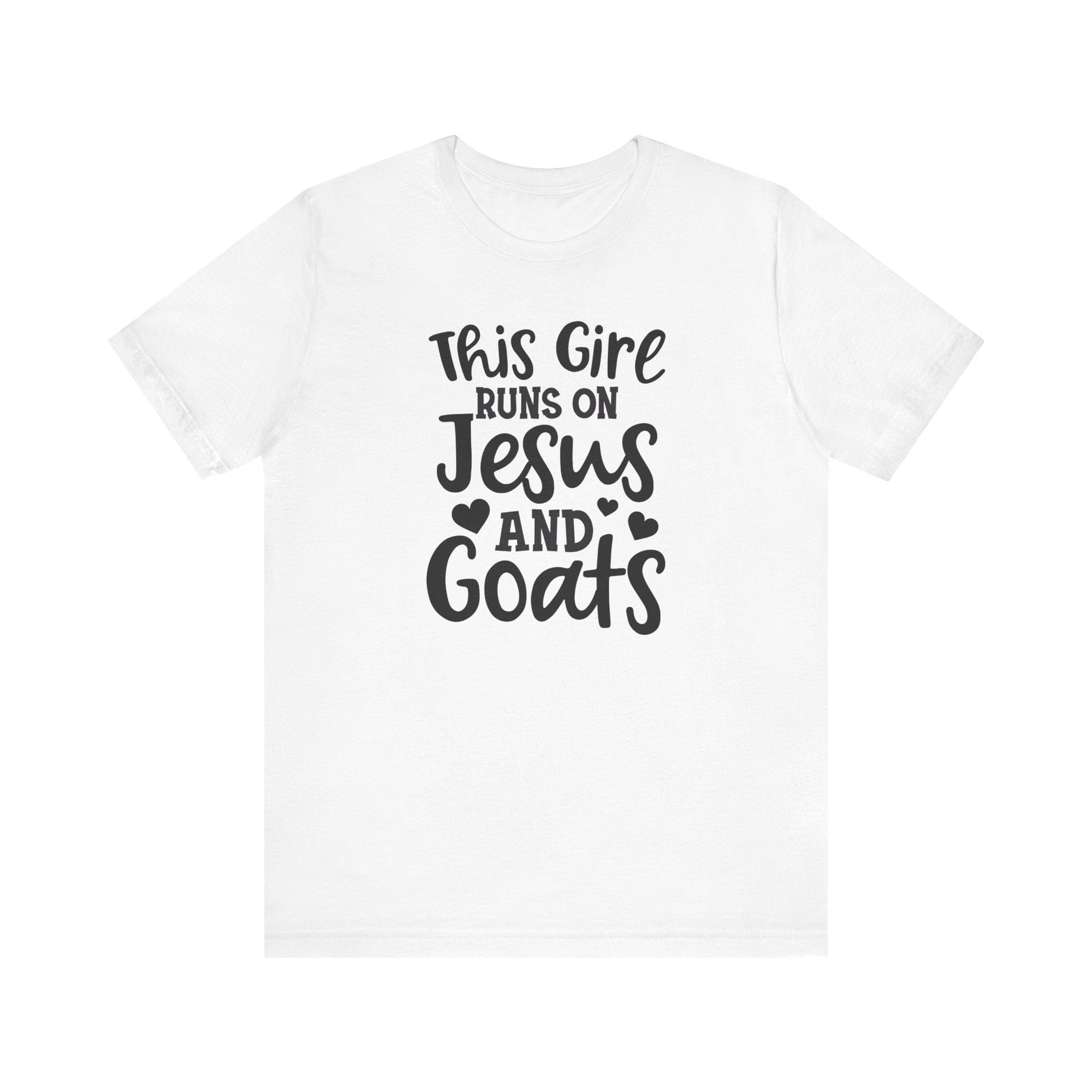 This Girl Runs on Jesus and Goats, Jesus and Goats Tee, Goat Shirt, Unisex, Jersey Short Sleeve Tee, Goat Tee - SmorgeousByGina