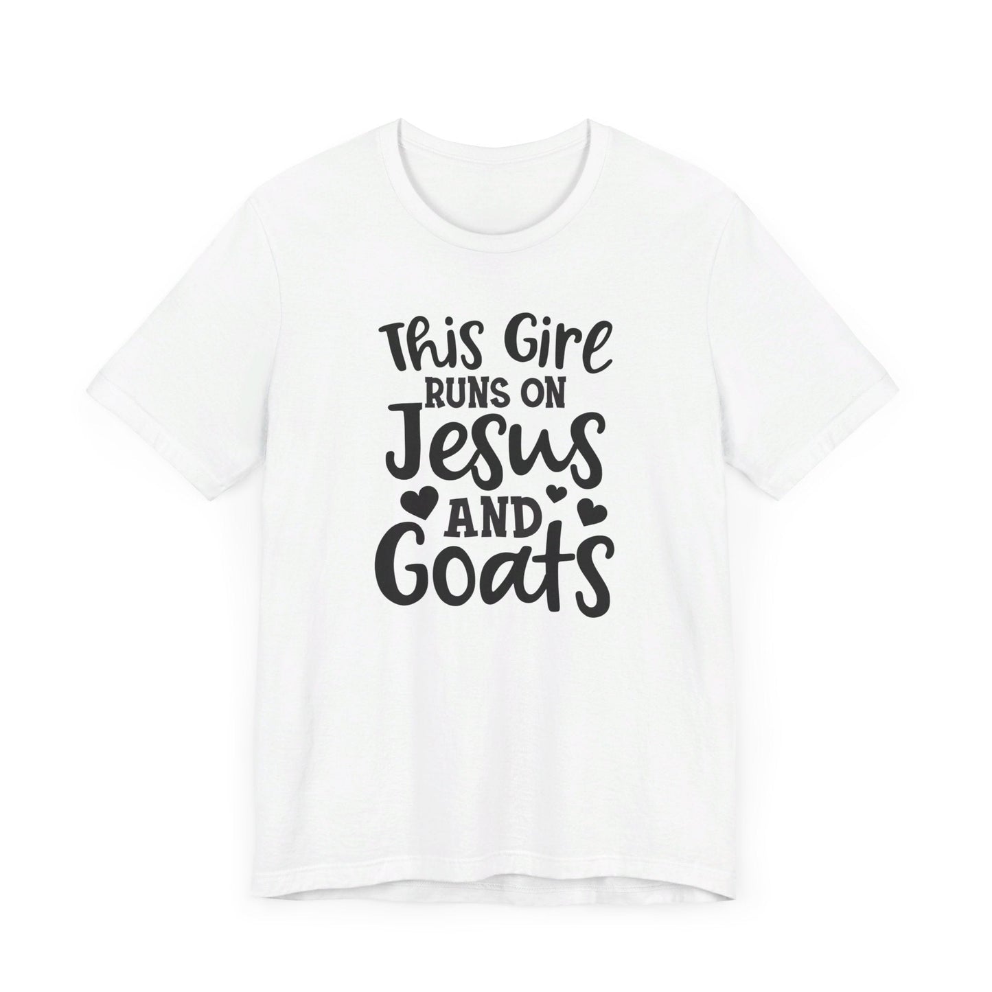 This Girl Runs on Jesus and Goats, Jesus and Goats Tee, Goat Shirt, Unisex, Jersey Short Sleeve Tee, Goat Tee - SmorgeousByGina