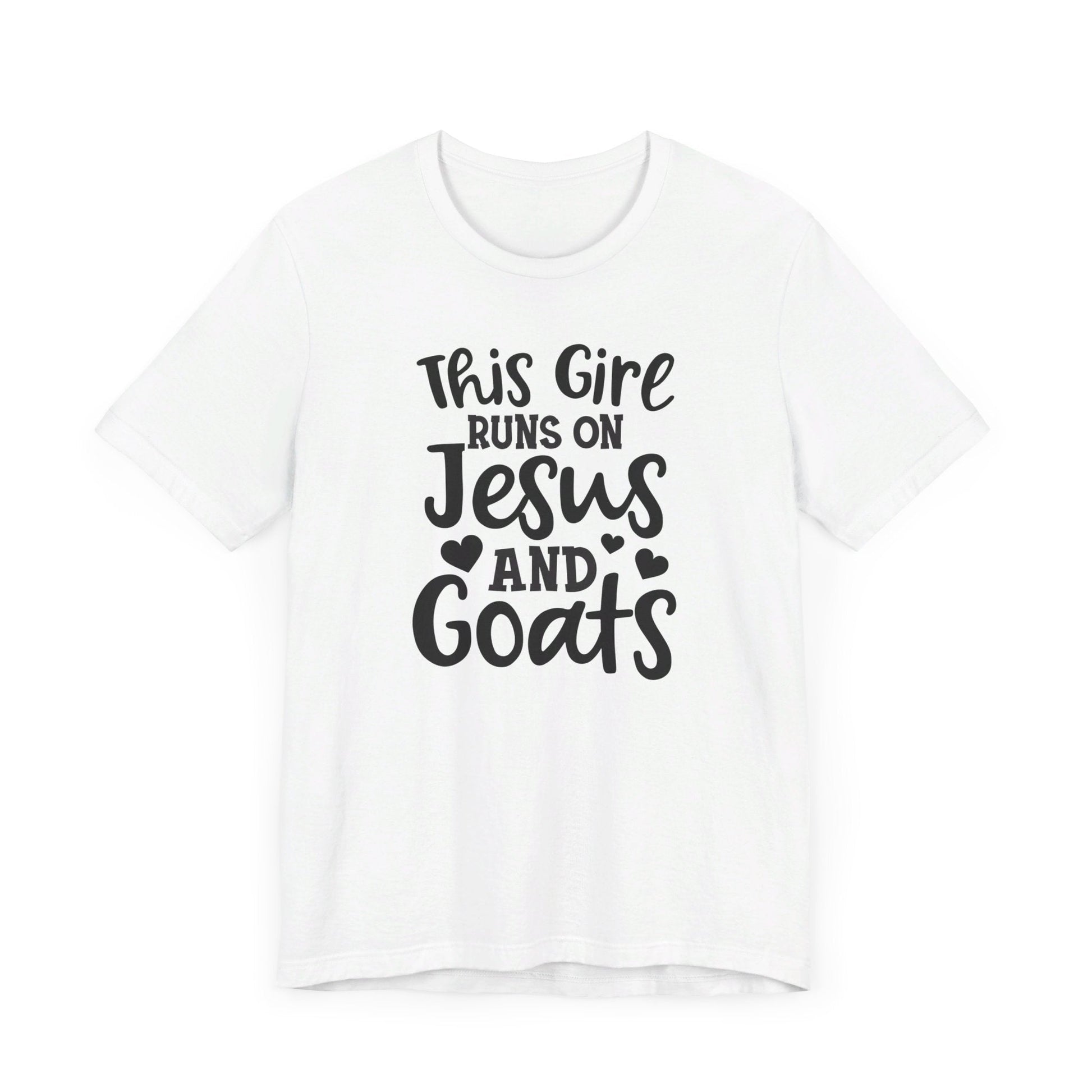This Girl Runs on Jesus and Goats, Jesus and Goats Tee, Goat Shirt, Unisex, Jersey Short Sleeve Tee, Goat Tee - SmorgeousByGina
