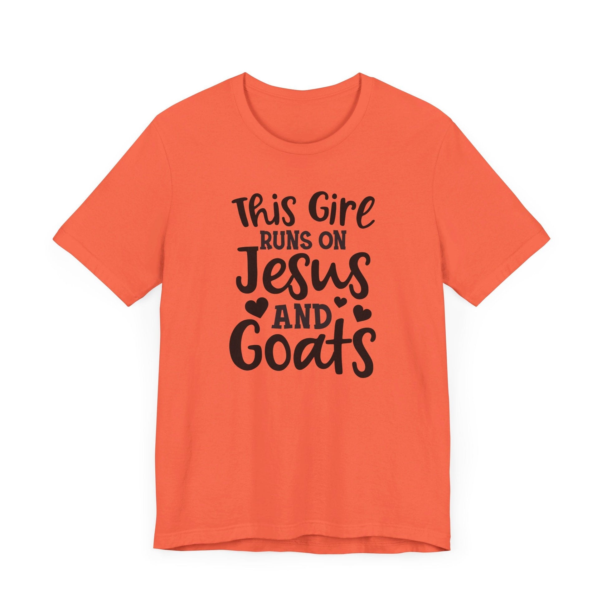 This Girl Runs on Jesus and Goats, Jesus and Goats Tee, Goat Shirt, Unisex, Jersey Short Sleeve Tee, Goat Tee - SmorgeousByGina