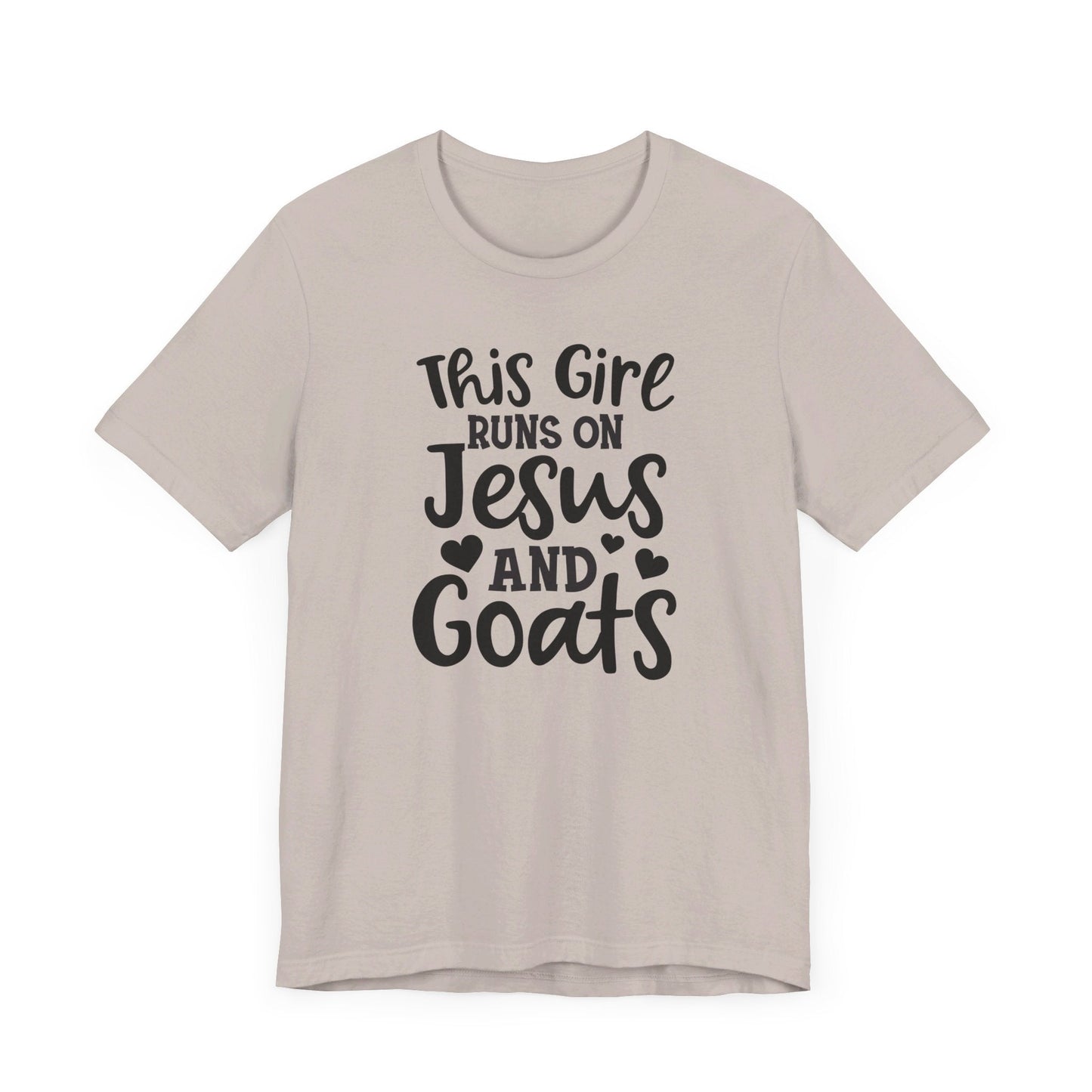 This Girl Runs on Jesus and Goats, Jesus and Goats Tee, Goat Shirt, Unisex, Jersey Short Sleeve Tee, Goat Tee - SmorgeousByGina