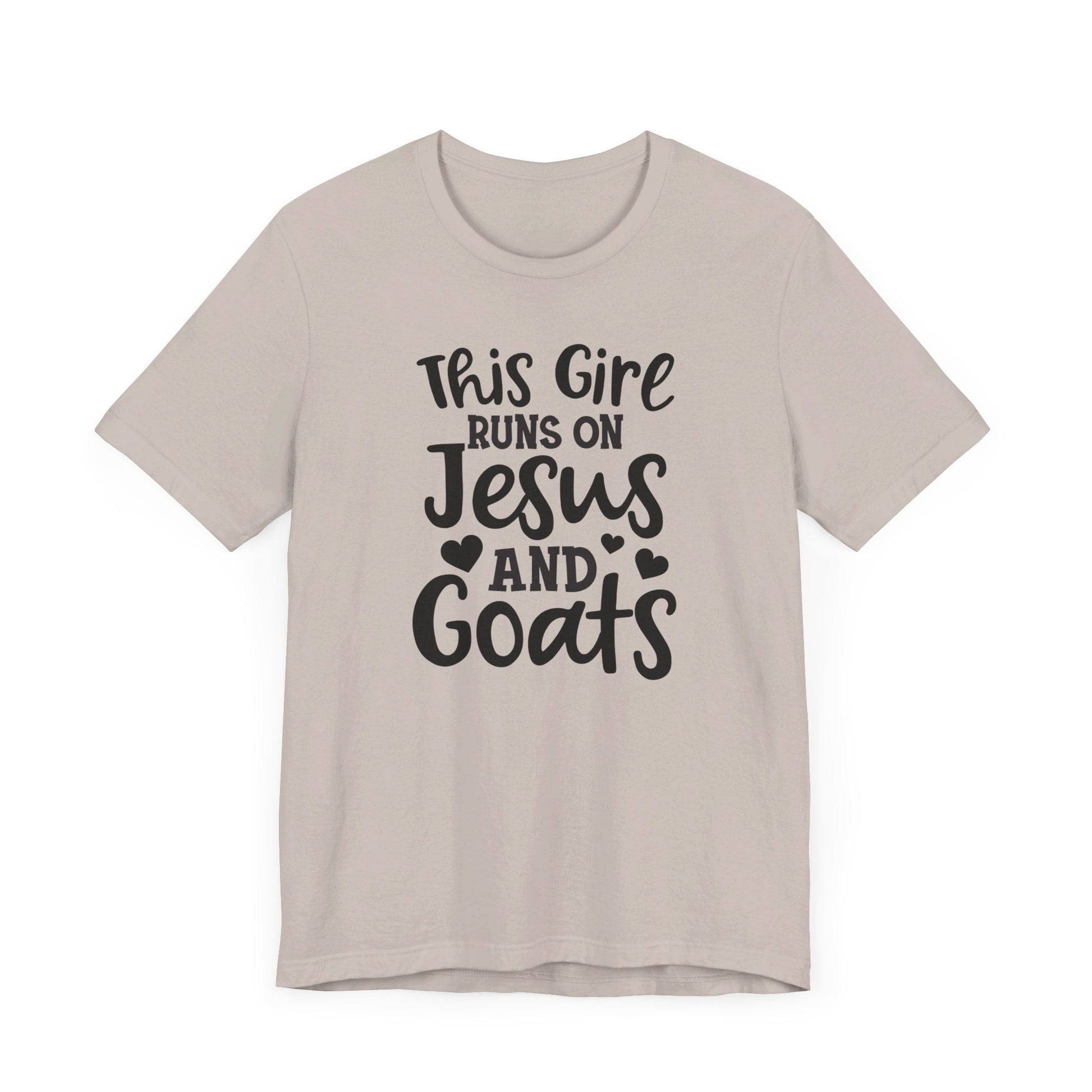 This Girl Runs on Jesus and Goats, Jesus and Goats Tee, Goat Shirt, Unisex, Jersey Short Sleeve Tee, Goat Tee - SmorgeousByGina