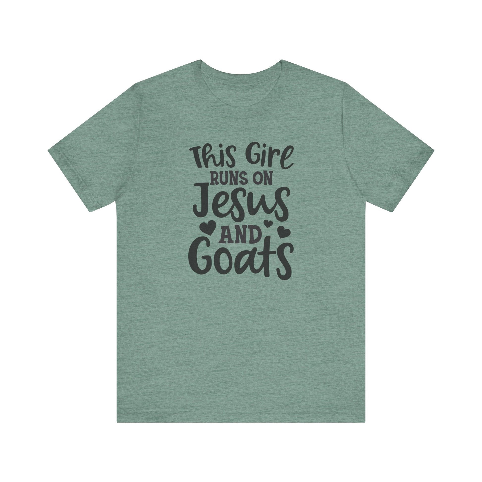 This Girl Runs on Jesus and Goats, Jesus and Goats Tee, Goat Shirt, Unisex, Jersey Short Sleeve Tee, Goat Tee - SmorgeousByGina