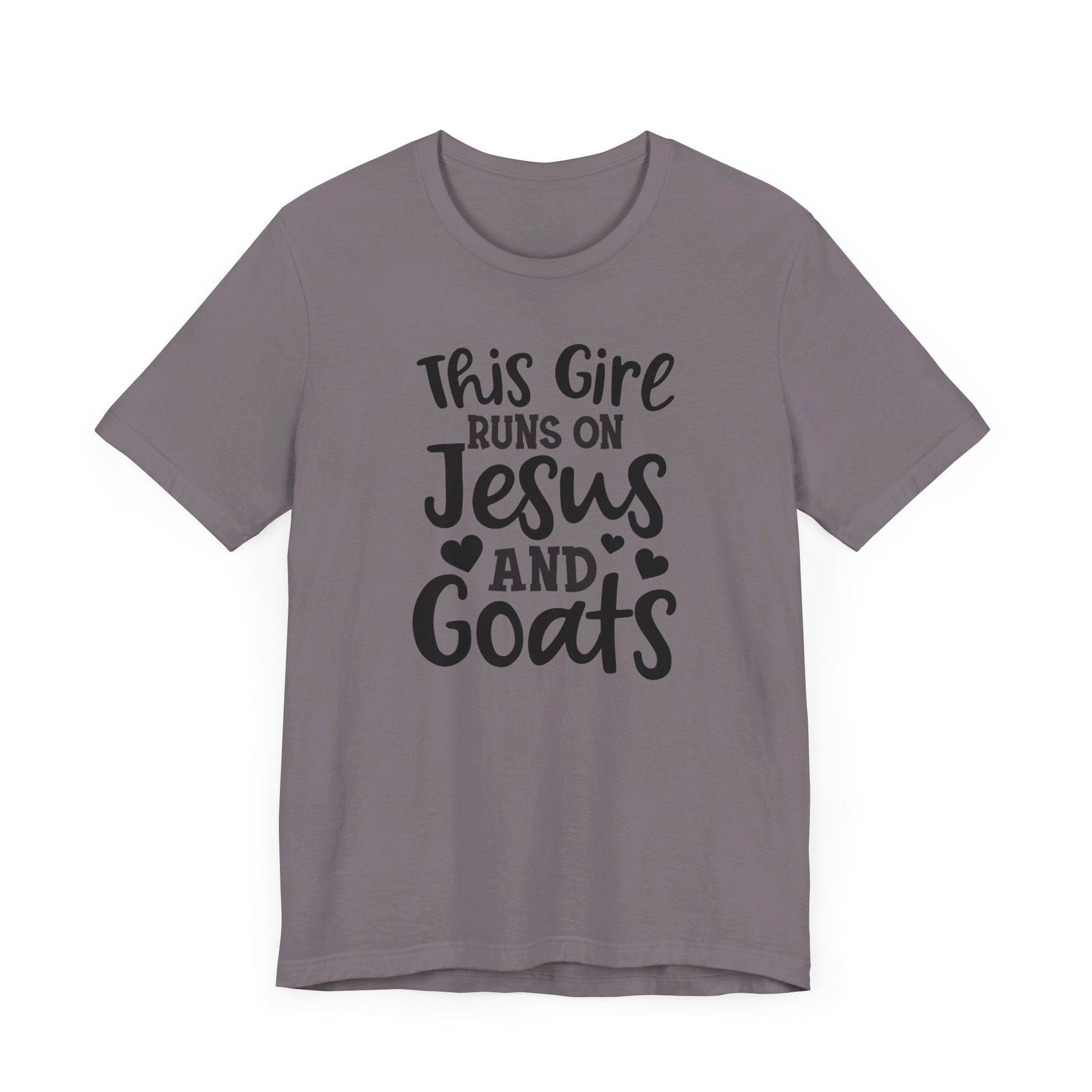 This Girl Runs on Jesus and Goats, Jesus and Goats Tee, Goat Shirt, Unisex, Jersey Short Sleeve Tee, Goat Tee - SmorgeousByGina