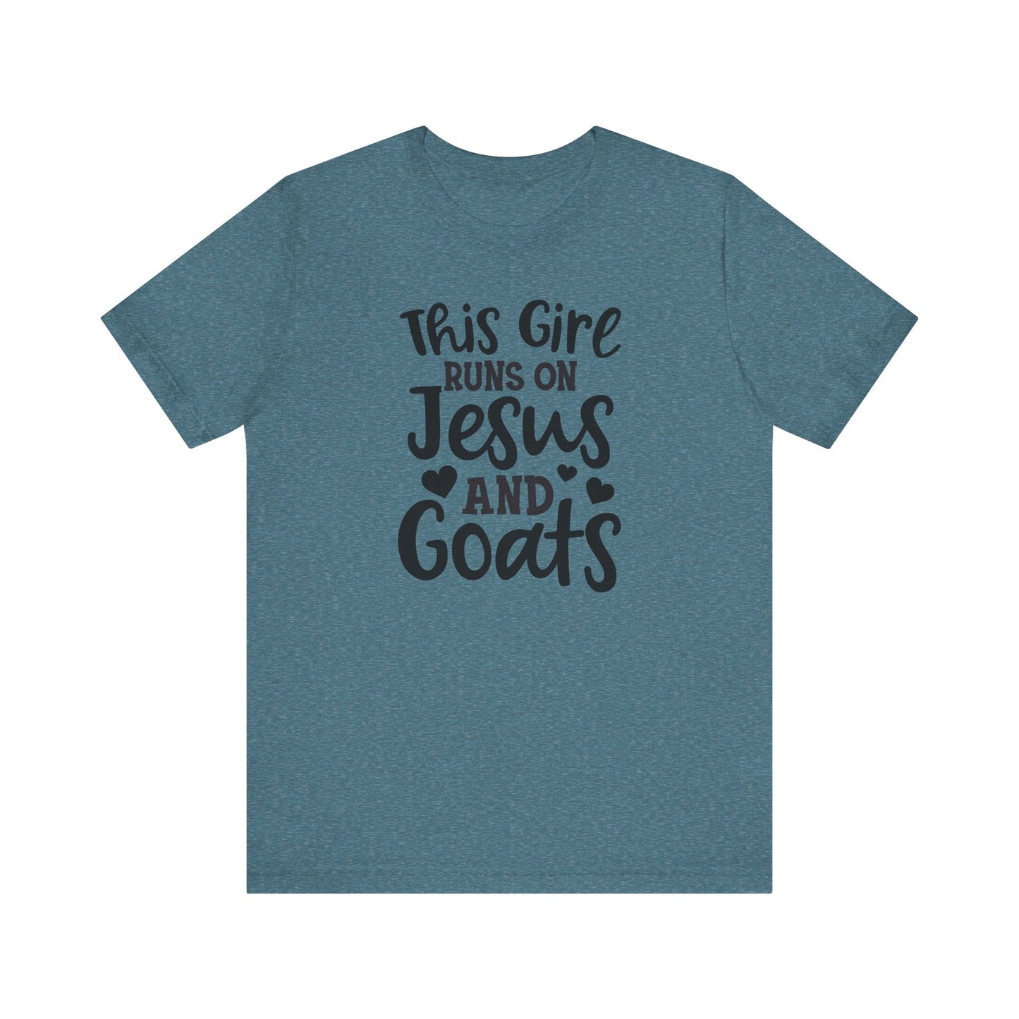 This Girl Runs on Jesus and Goats, Jesus and Goats Tee, Goat Shirt, Unisex, Jersey Short Sleeve Tee, Goat Tee - SmorgeousByGina