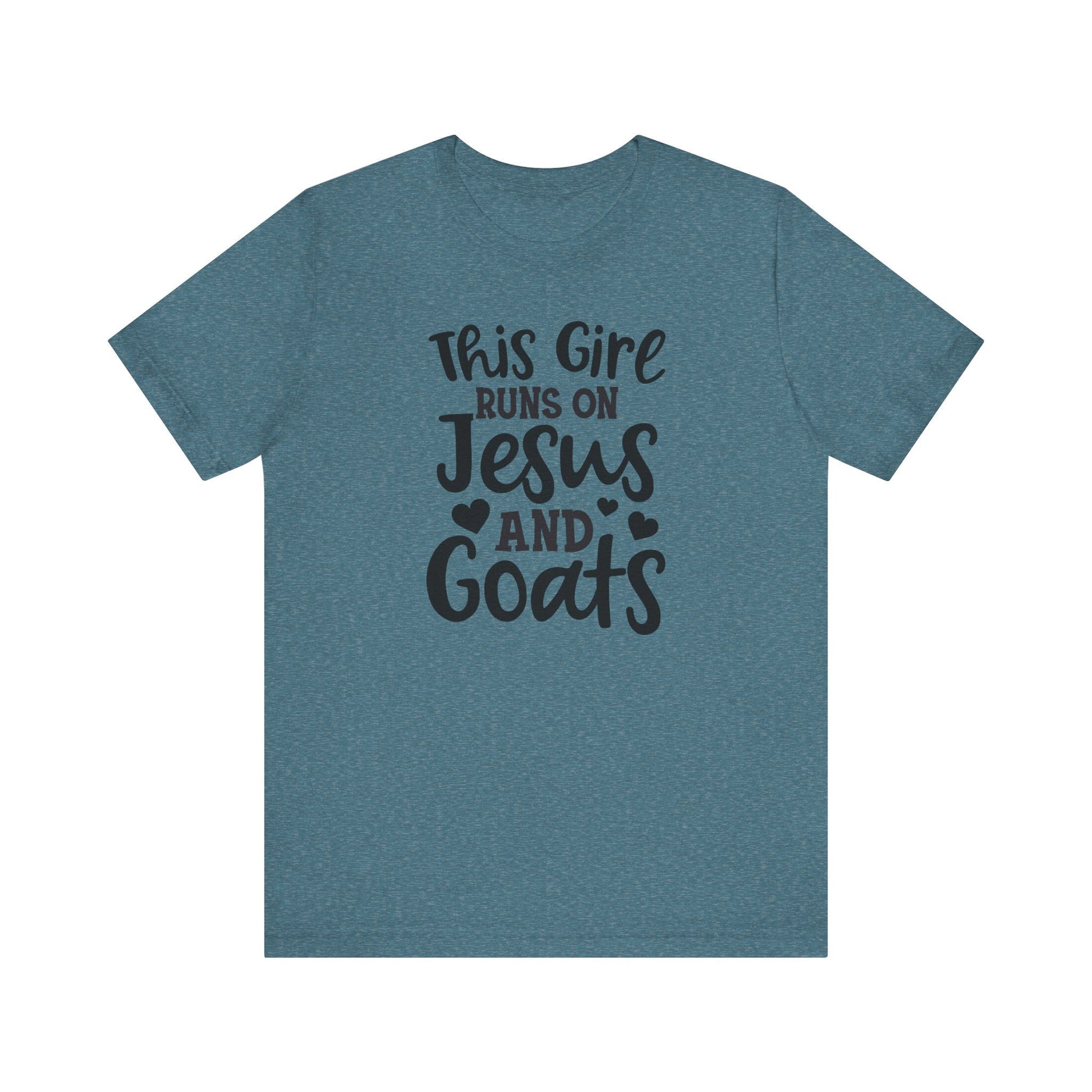 This Girl Runs on Jesus and Goats, Jesus and Goats Tee, Goat Shirt, Unisex, Jersey Short Sleeve Tee, Goat Tee - SmorgeousByGina