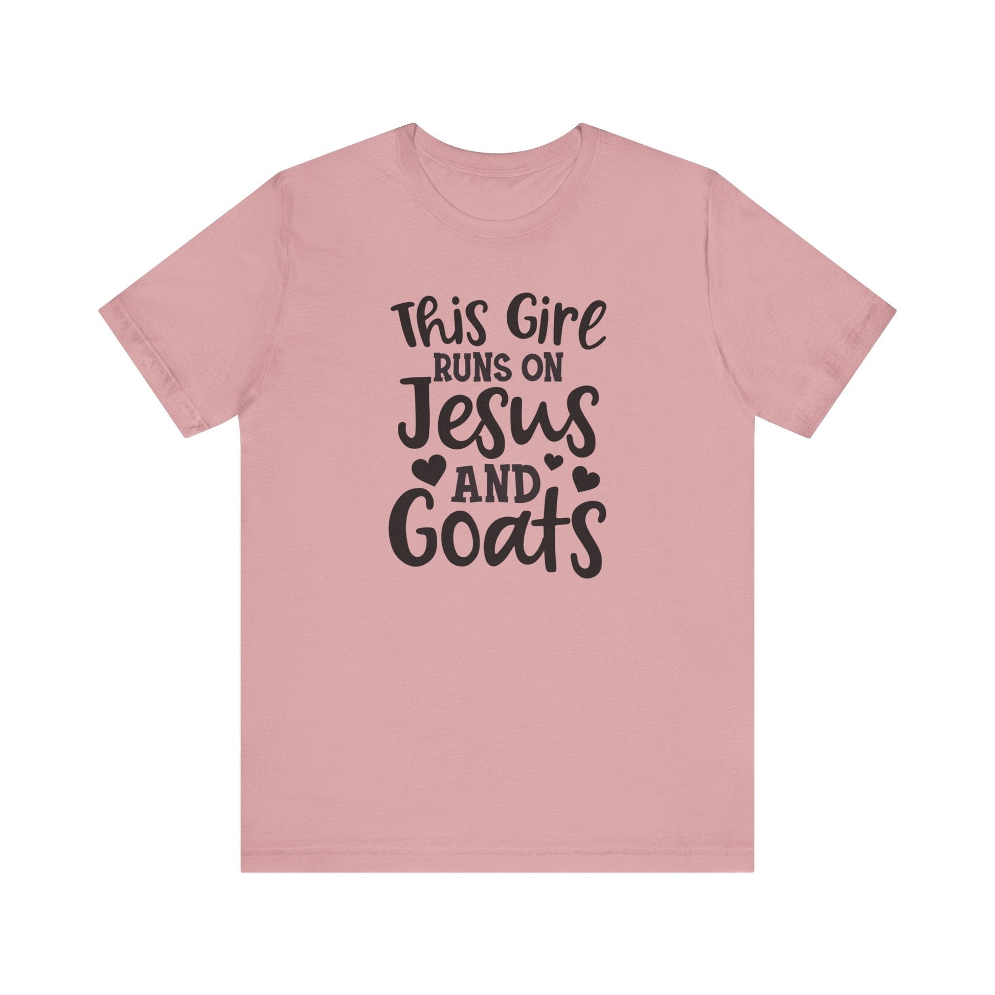 This Girl Runs on Jesus and Goats, Jesus and Goats Tee, Goat Shirt, Unisex, Jersey Short Sleeve Tee, Goat Tee - SmorgeousByGina