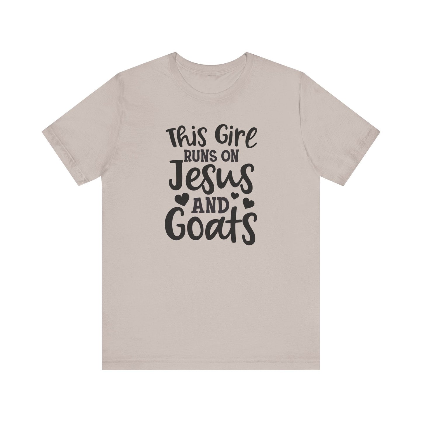 This Girl Runs on Jesus and Goats, Jesus and Goats Tee, Goat Shirt, Unisex, Jersey Short Sleeve Tee, Goat Tee - SmorgeousByGina