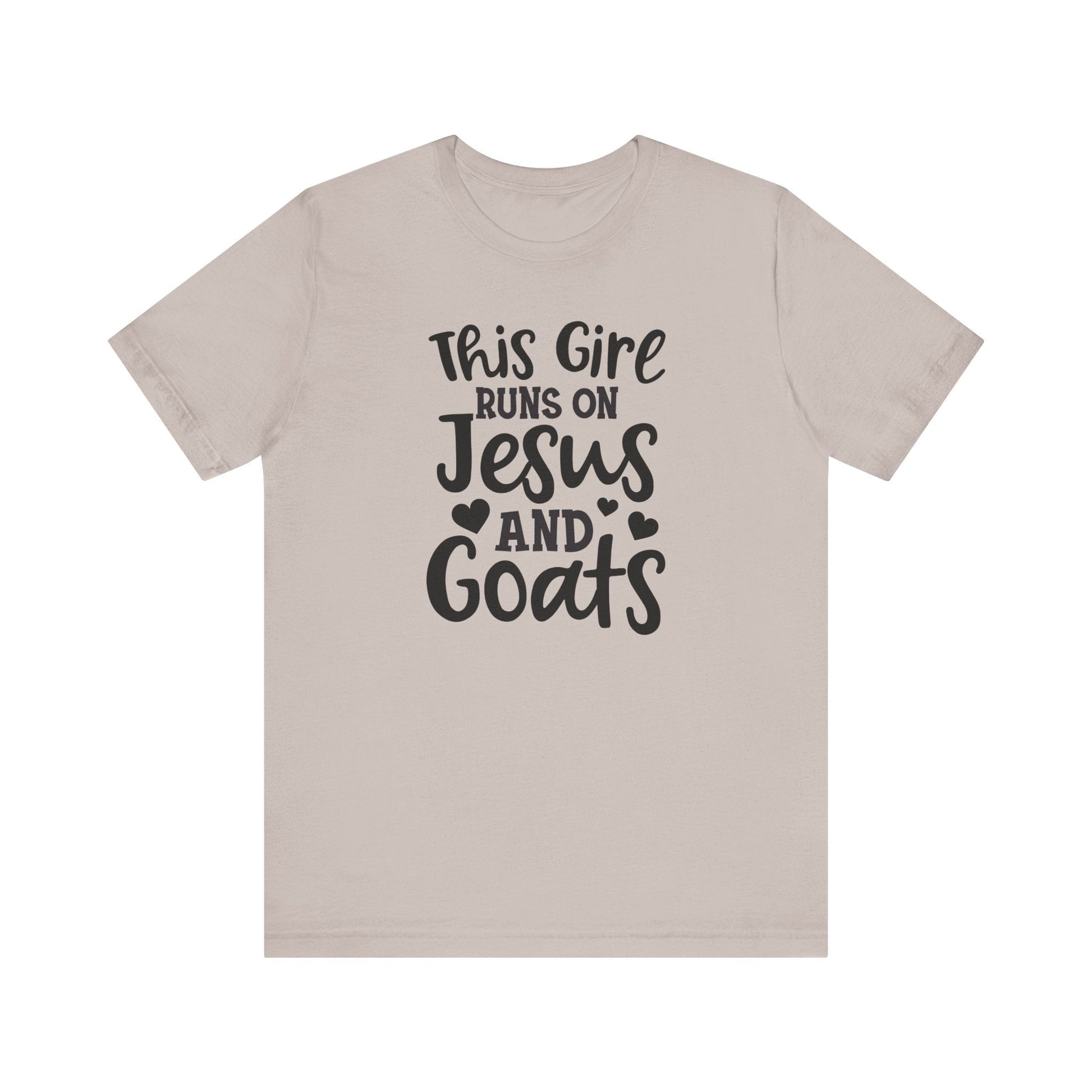 This Girl Runs on Jesus and Goats, Jesus and Goats Tee, Goat Shirt, Unisex, Jersey Short Sleeve Tee, Goat Tee - SmorgeousByGina