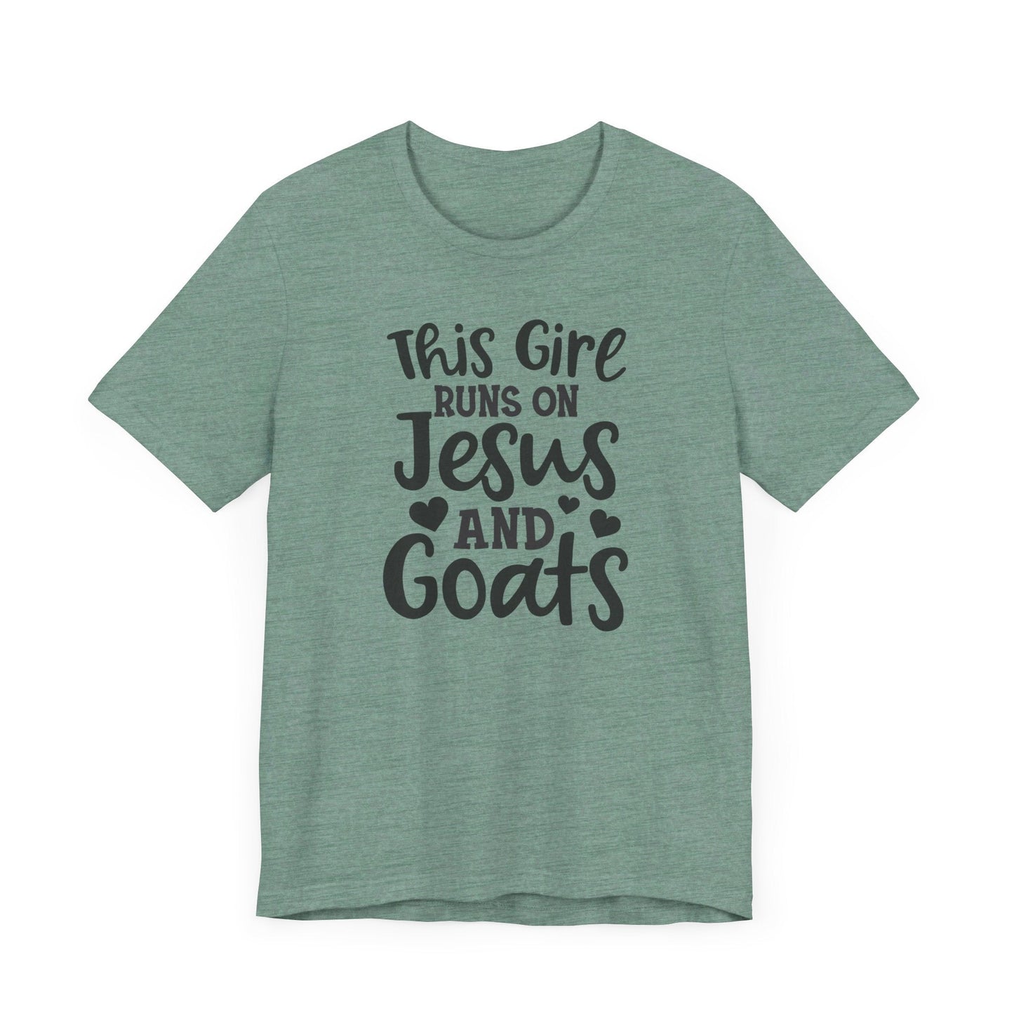 This Girl Runs on Jesus and Goats, Jesus and Goats Tee, Goat Shirt, Unisex, Jersey Short Sleeve Tee, Goat Tee - SmorgeousByGina