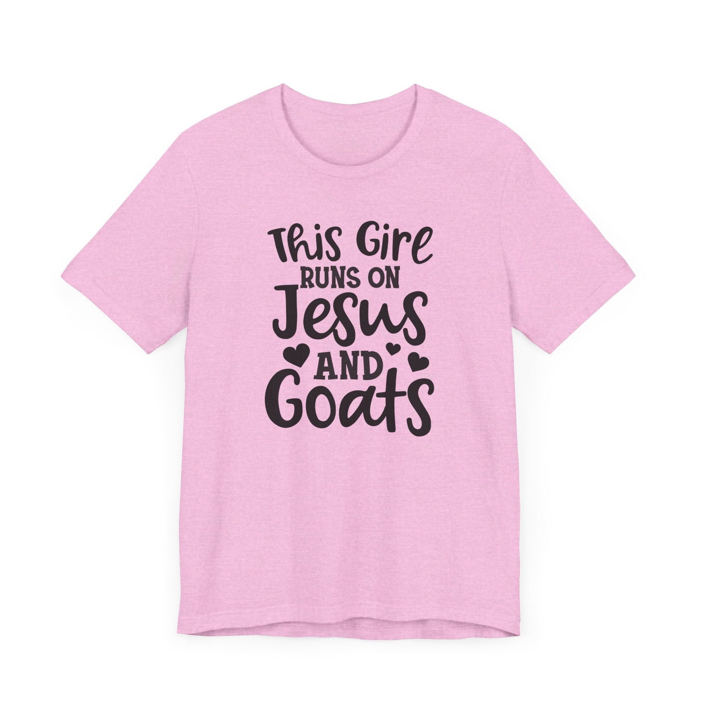 This Girl Runs on Jesus and Goats, Jesus and Goats Tee, Goat Shirt, Unisex, Jersey Short Sleeve Tee, Goat Tee - SmorgeousByGina