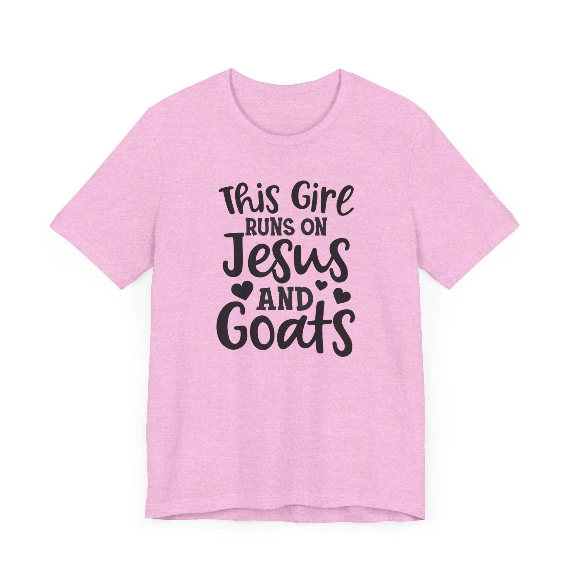 This Girl Runs on Jesus and Goats, Jesus and Goats Tee, Goat Shirt, Unisex, Jersey Short Sleeve Tee, Goat Tee - SmorgeousByGina
