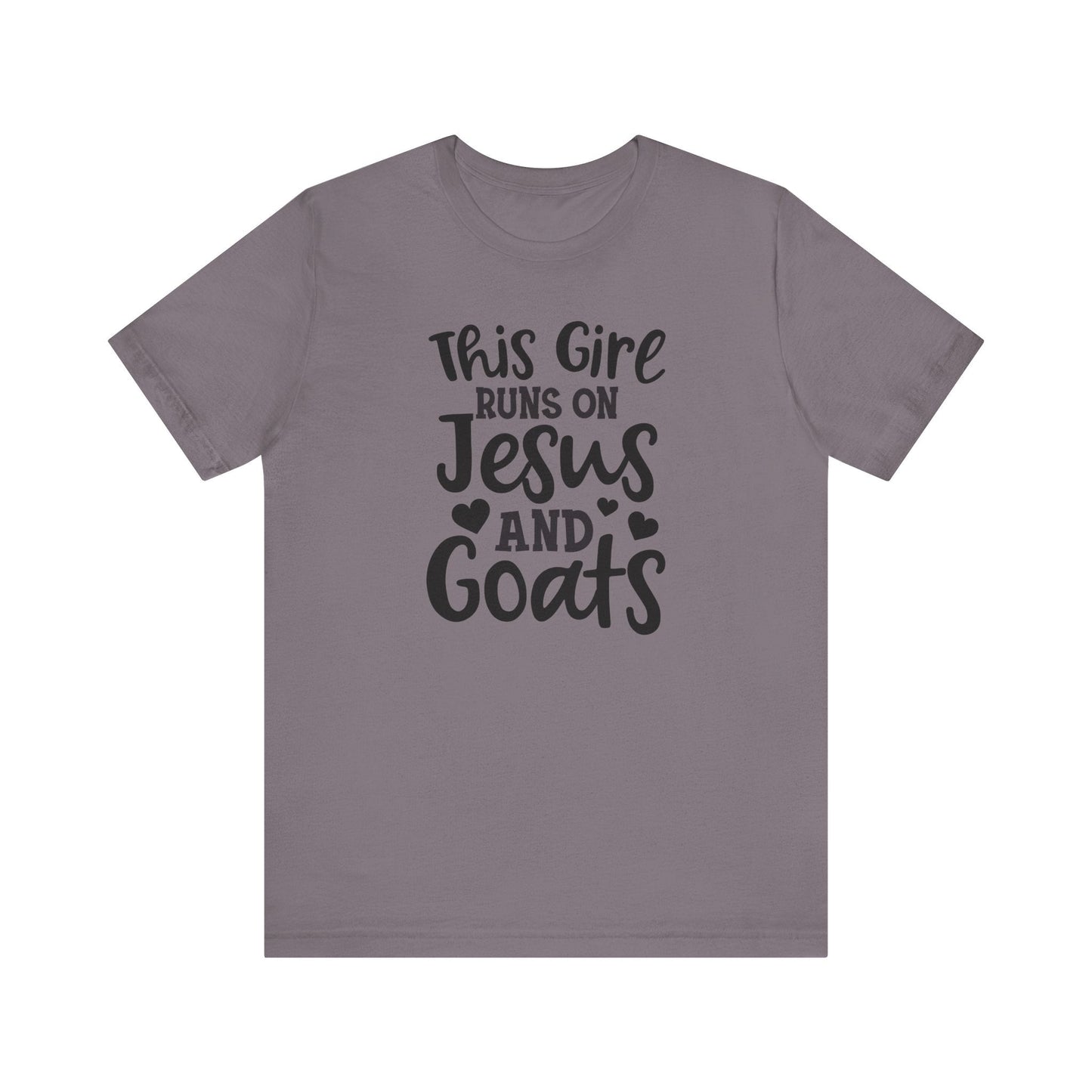 This Girl Runs on Jesus and Goats, Jesus and Goats Tee, Goat Shirt, Unisex, Jersey Short Sleeve Tee, Goat Tee - SmorgeousByGina