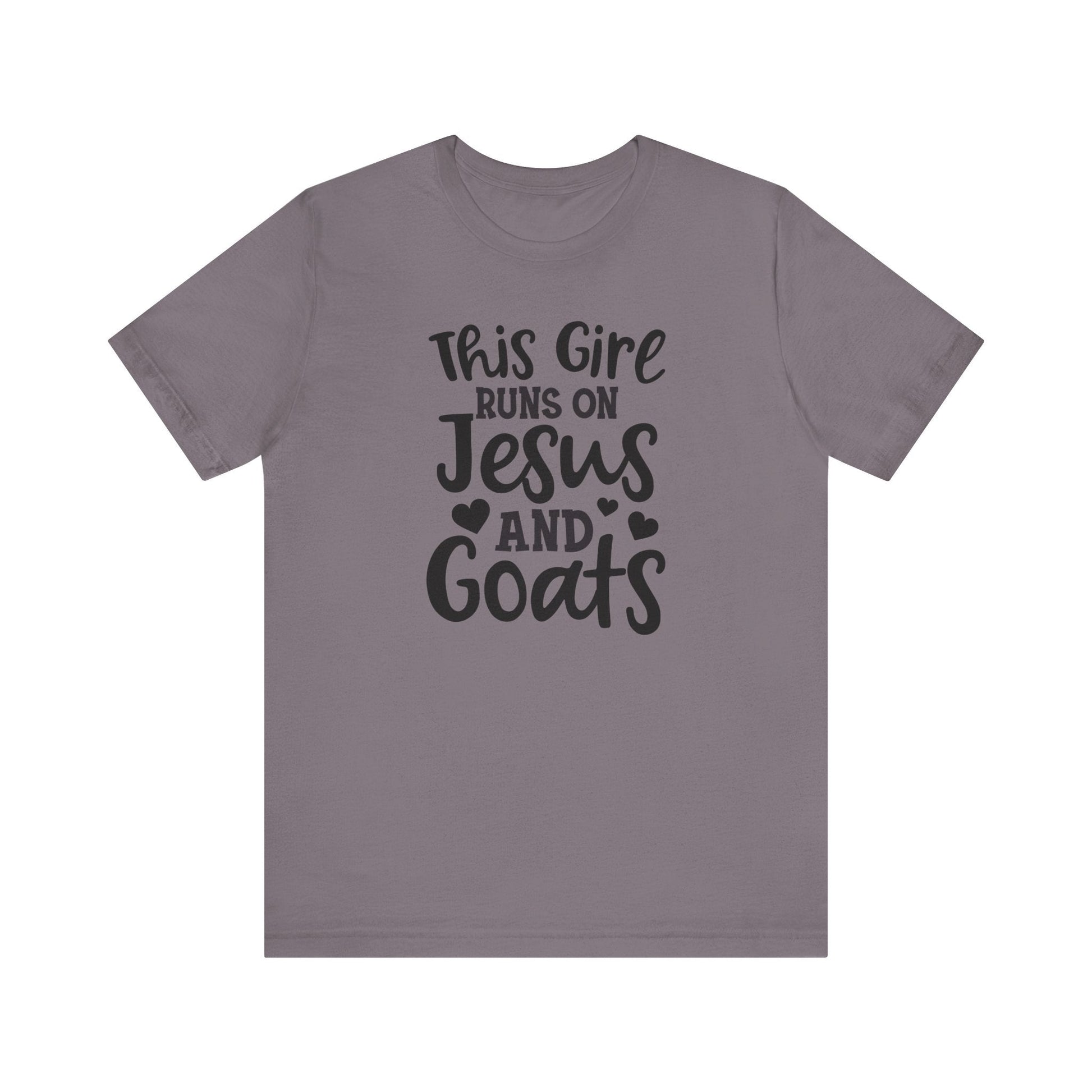 This Girl Runs on Jesus and Goats, Jesus and Goats Tee, Goat Shirt, Unisex, Jersey Short Sleeve Tee, Goat Tee - SmorgeousByGina