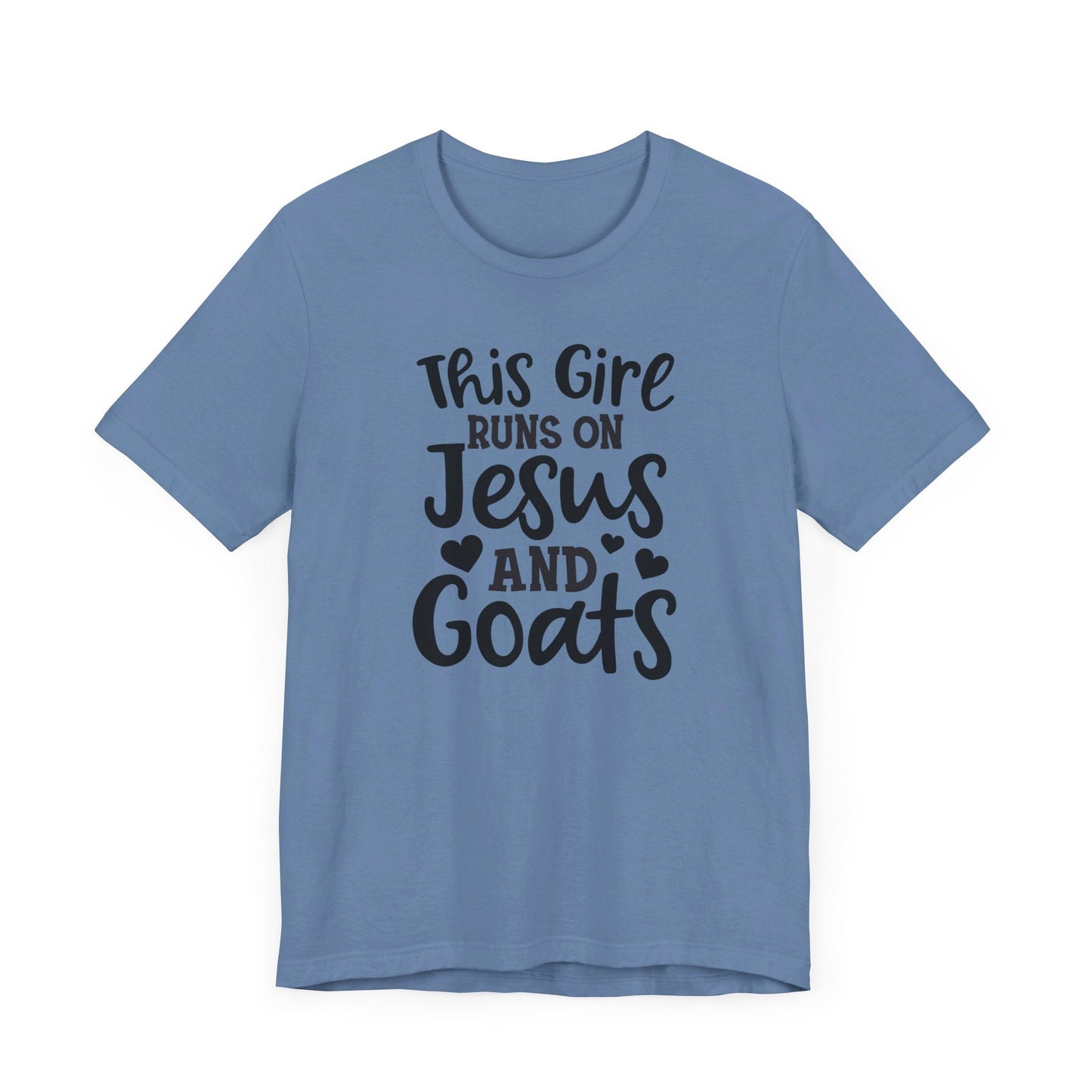 This Girl Runs on Jesus and Goats, Jesus and Goats Tee, Goat Shirt, Unisex, Jersey Short Sleeve Tee, Goat Tee - SmorgeousByGina