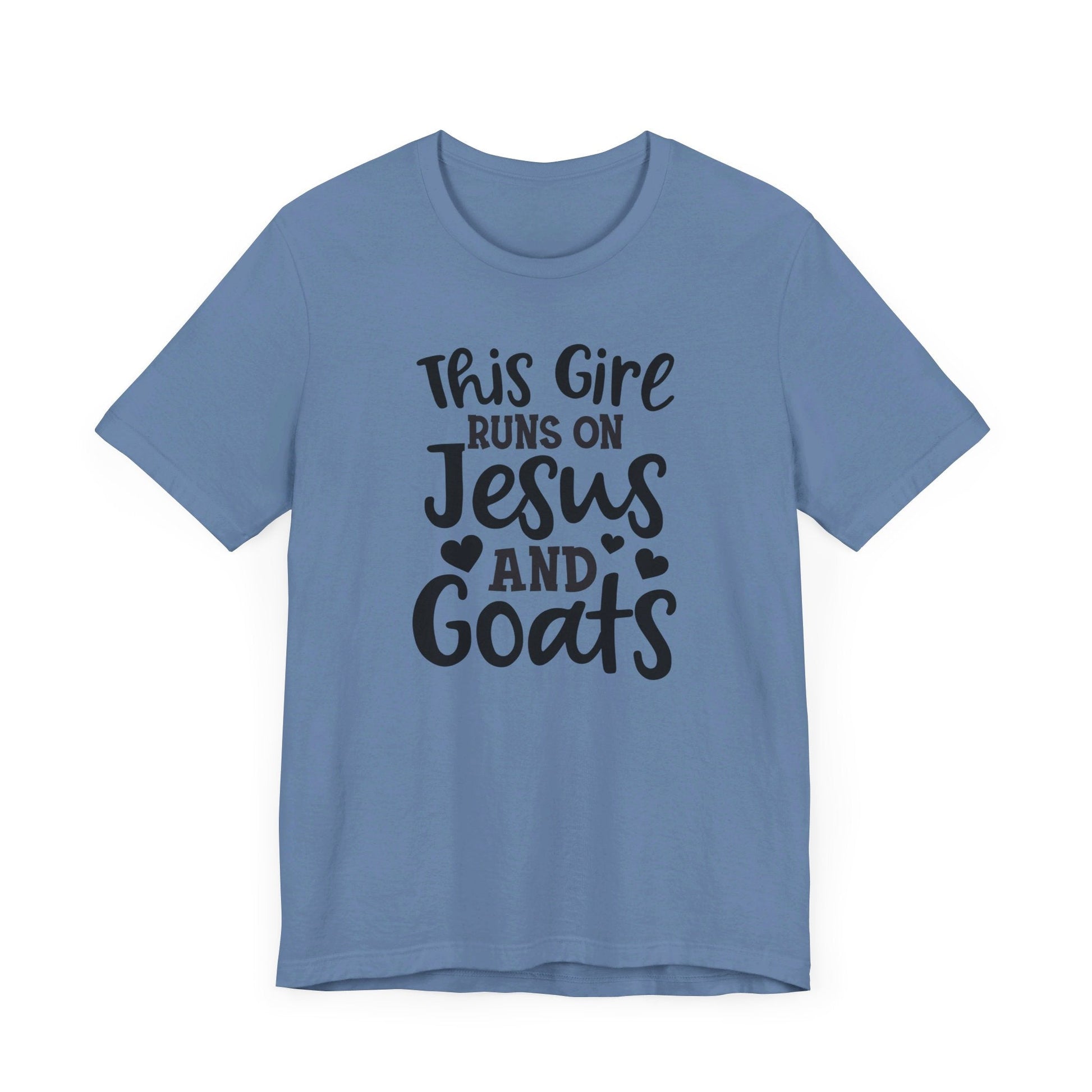 This Girl Runs on Jesus and Goats, Jesus and Goats Tee, Goat Shirt, Unisex, Jersey Short Sleeve Tee, Goat Tee - SmorgeousByGina