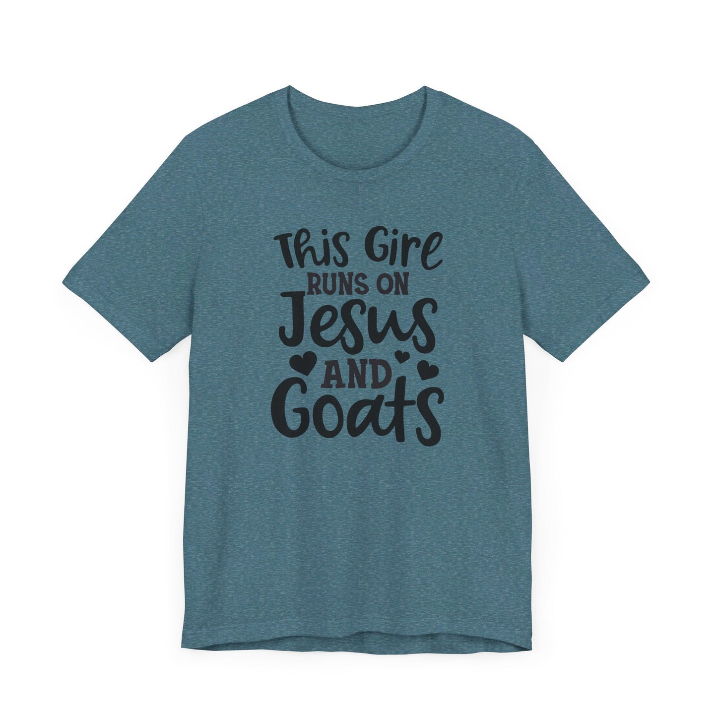 This Girl Runs on Jesus and Goats, Jesus and Goats Tee, Goat Shirt, Unisex, Jersey Short Sleeve Tee, Goat Tee - SmorgeousByGina