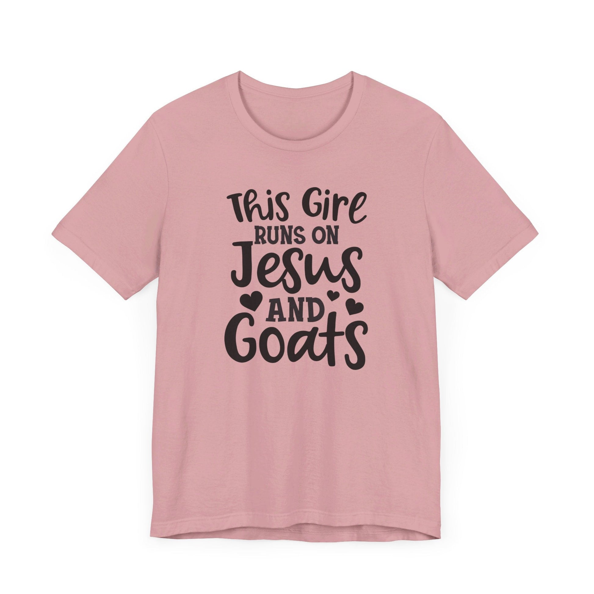 This Girl Runs on Jesus and Goats, Jesus and Goats Tee, Goat Shirt, Unisex, Jersey Short Sleeve Tee, Goat Tee - SmorgeousByGina