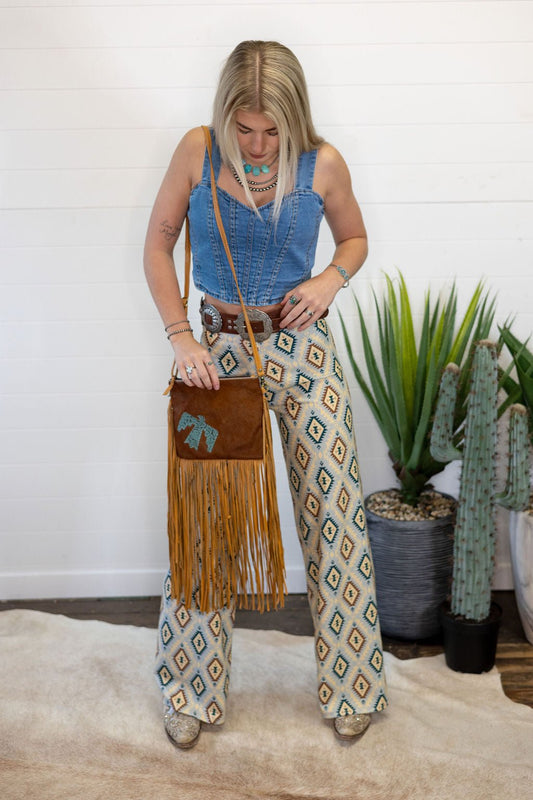 Thunderbird Cowhide Crossbody - Tooled Leather Cowhide Clutch